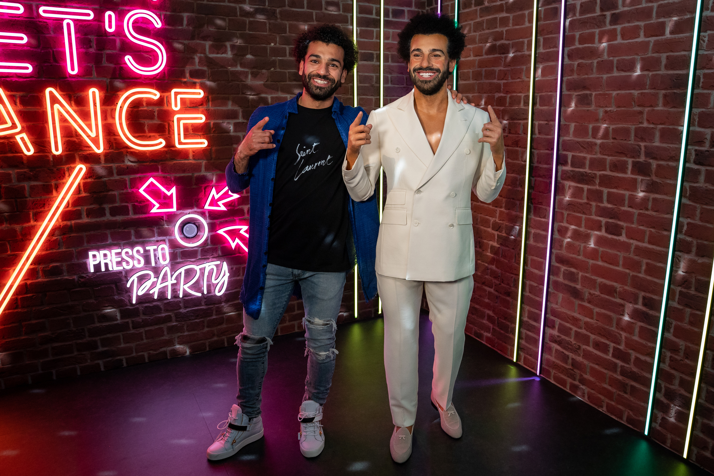 Liverpool footballer Mohamed Salah at the unveiling of the new figure of himself at Madame Tussauds London