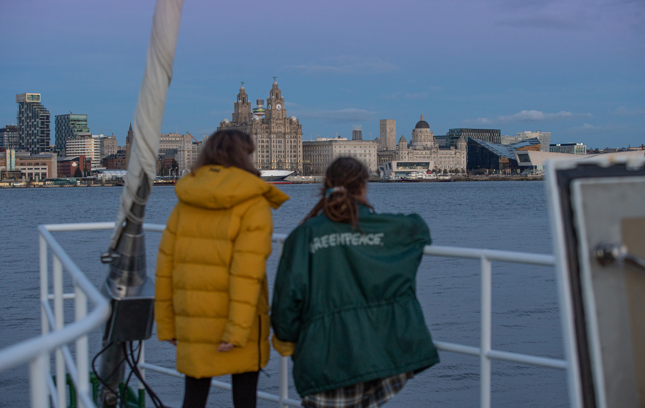 The Greenpeace ship the Rainbow Warrior leaves Liverpool and begins the journey to COP26 in Glasgow.