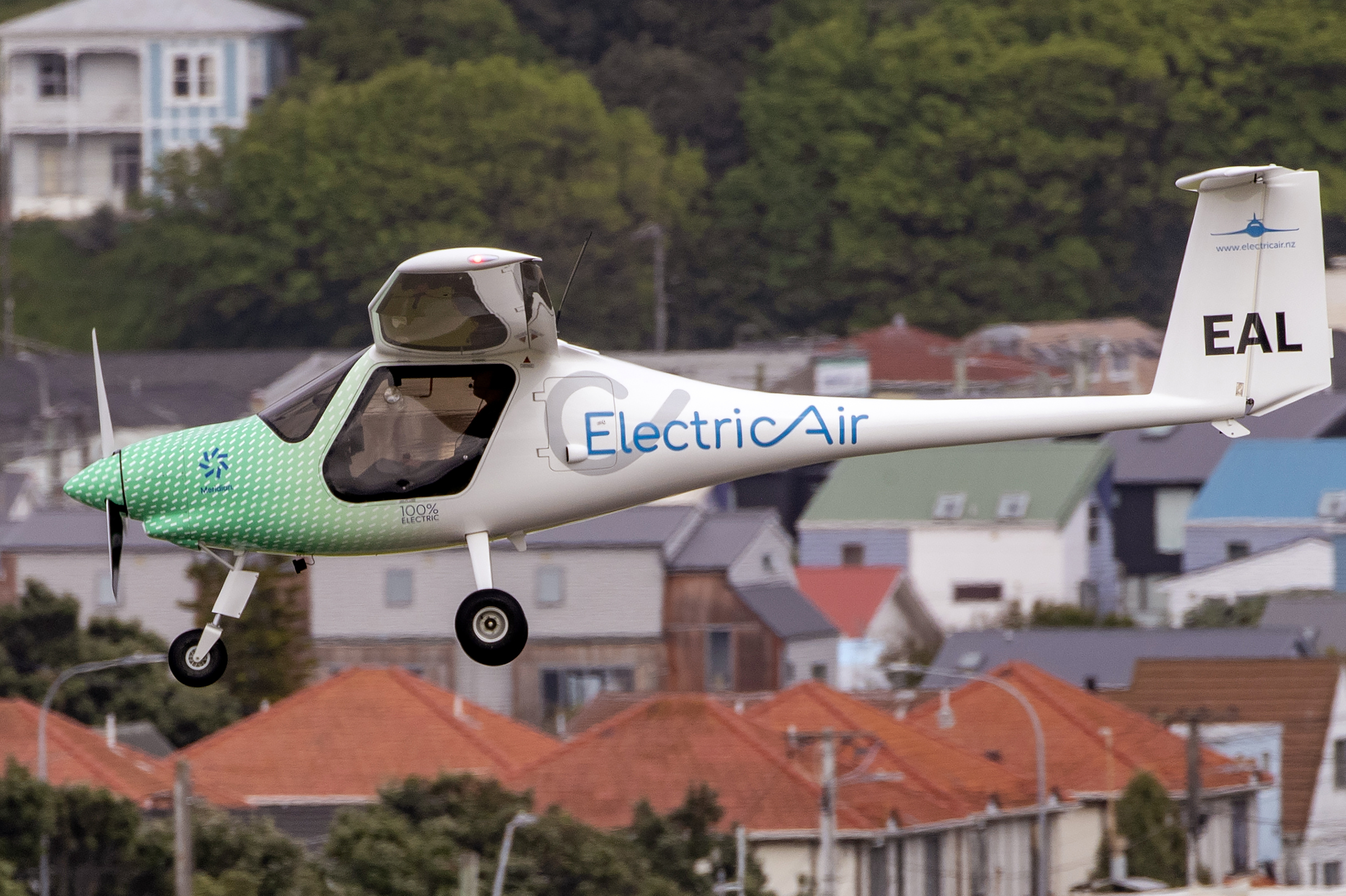 The plane prepares to land