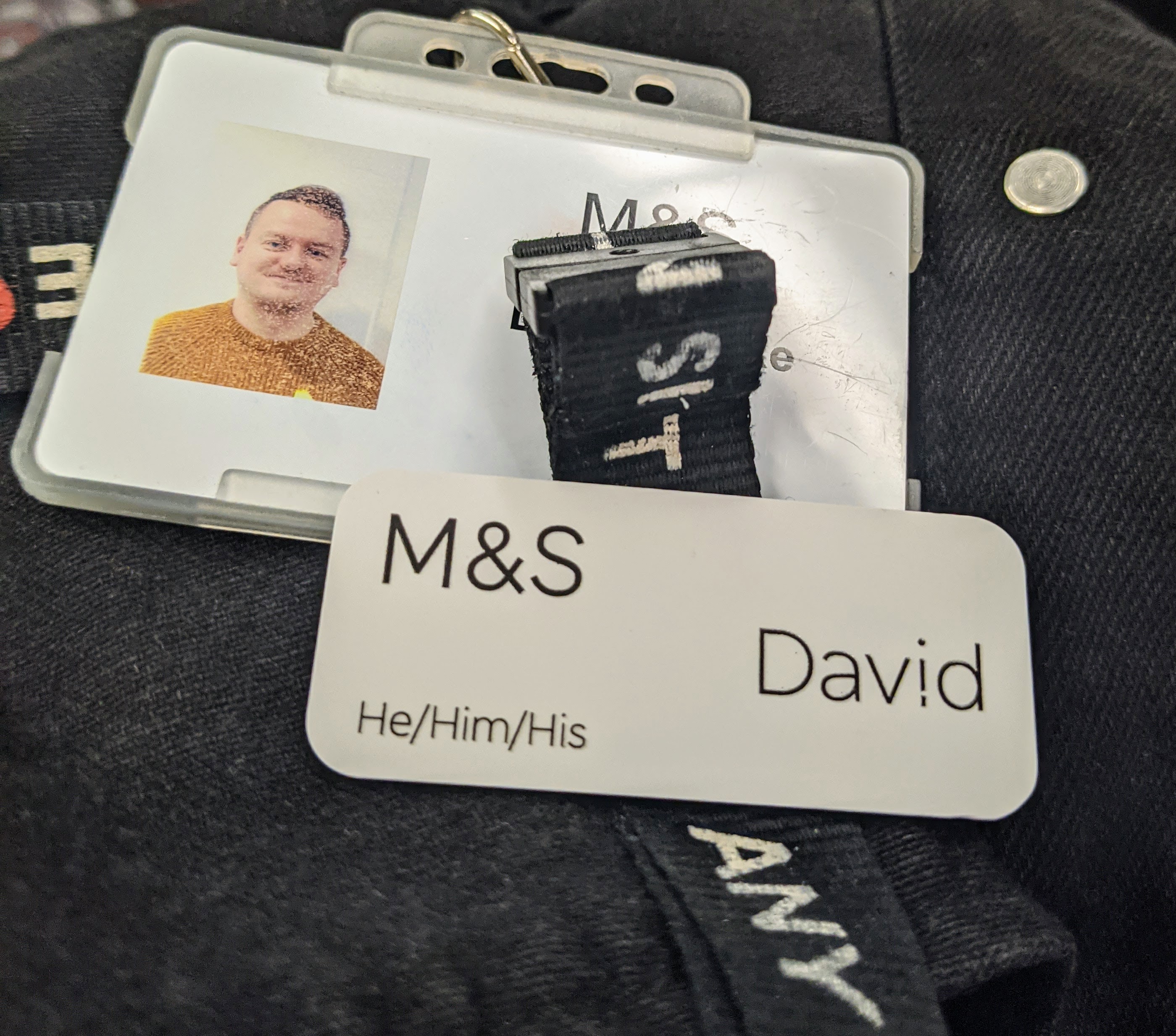 David Parke's M&S name badge