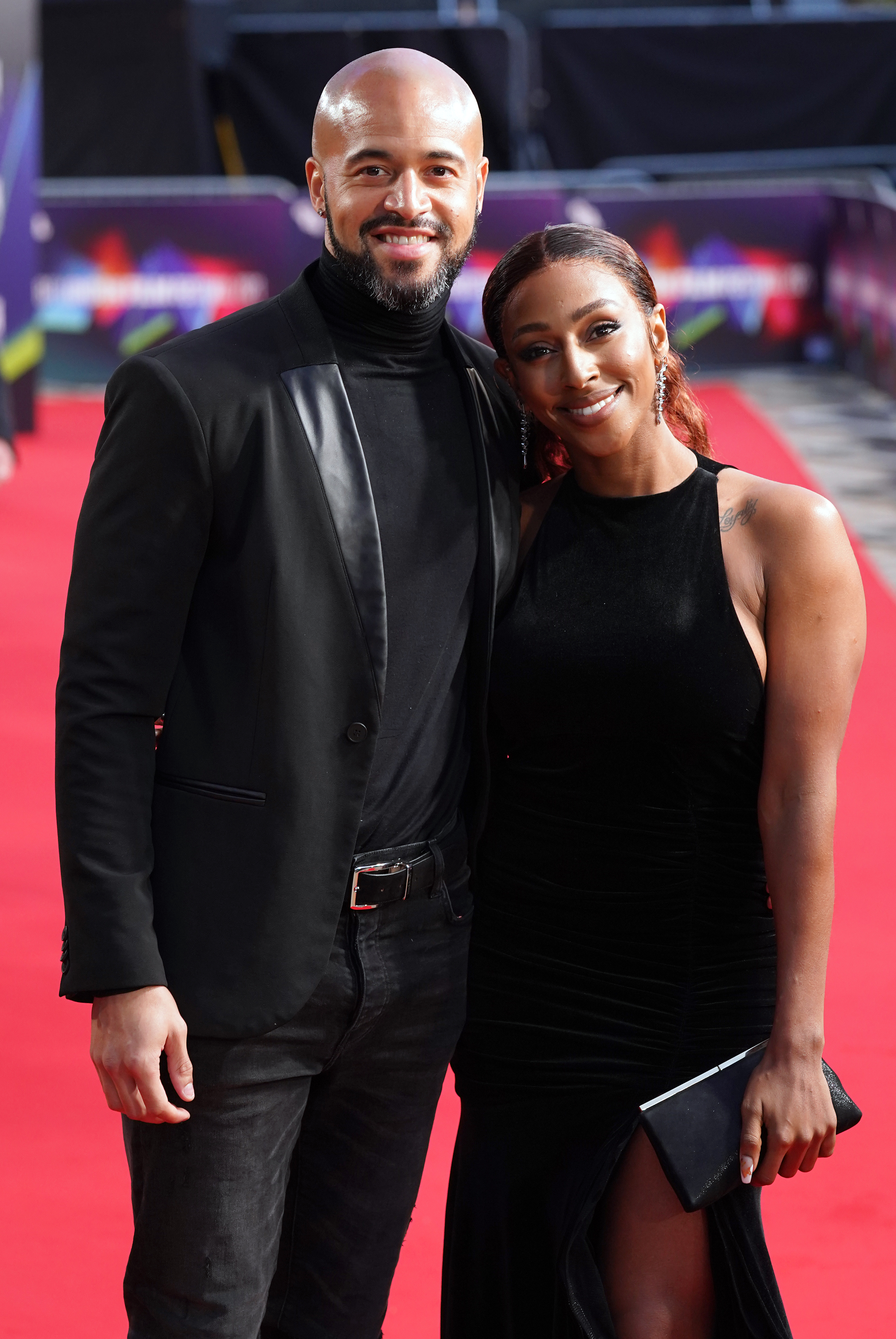 Alexandra Burke and boyfriend Darren Randolph on the red carpet in October 2021