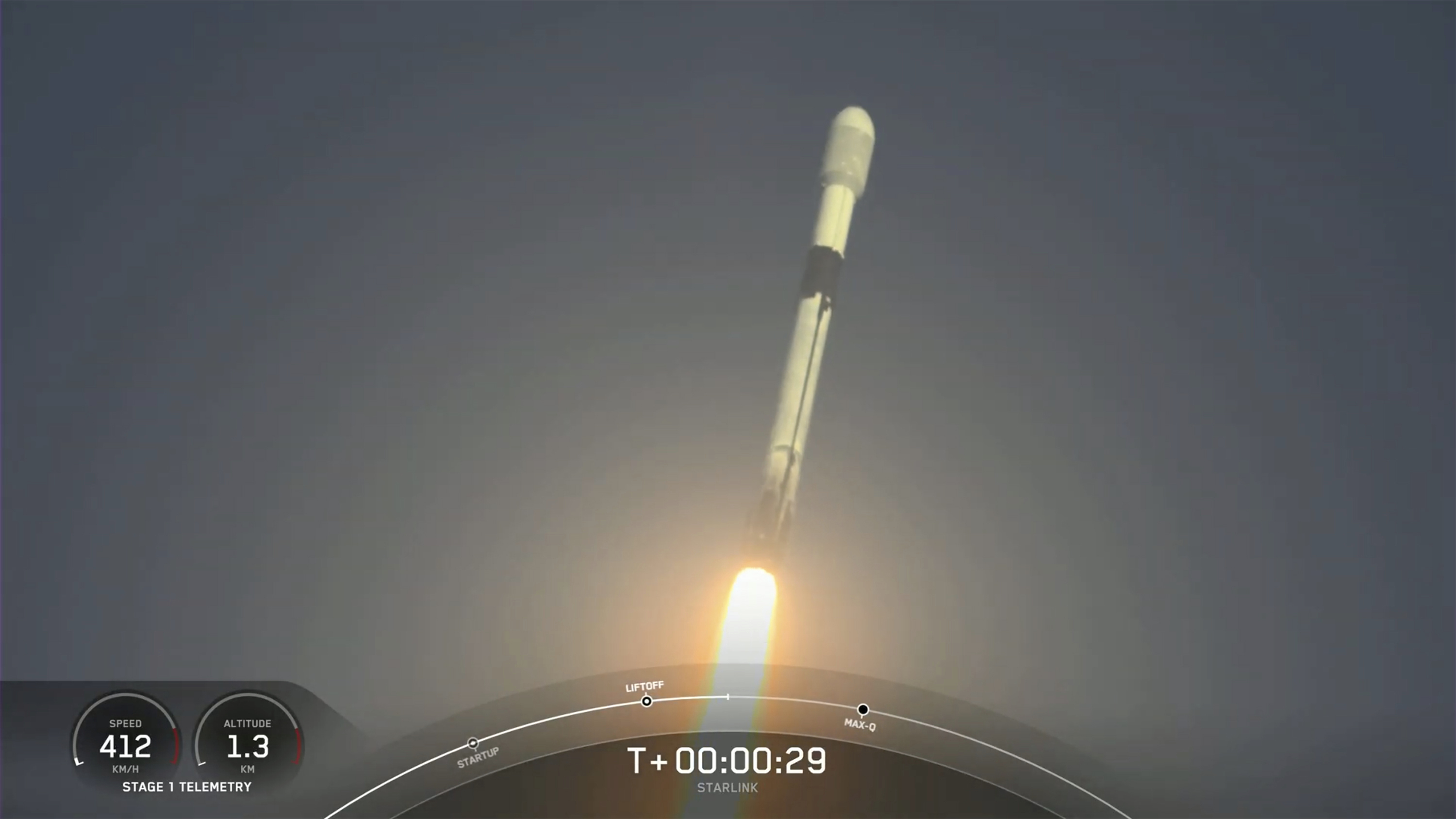 The rocket lifts off