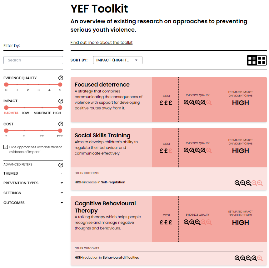 The Youth Endowment Fund (YEF) has created an online toolkit to show what works to reduce youth violence (YEF / PA)