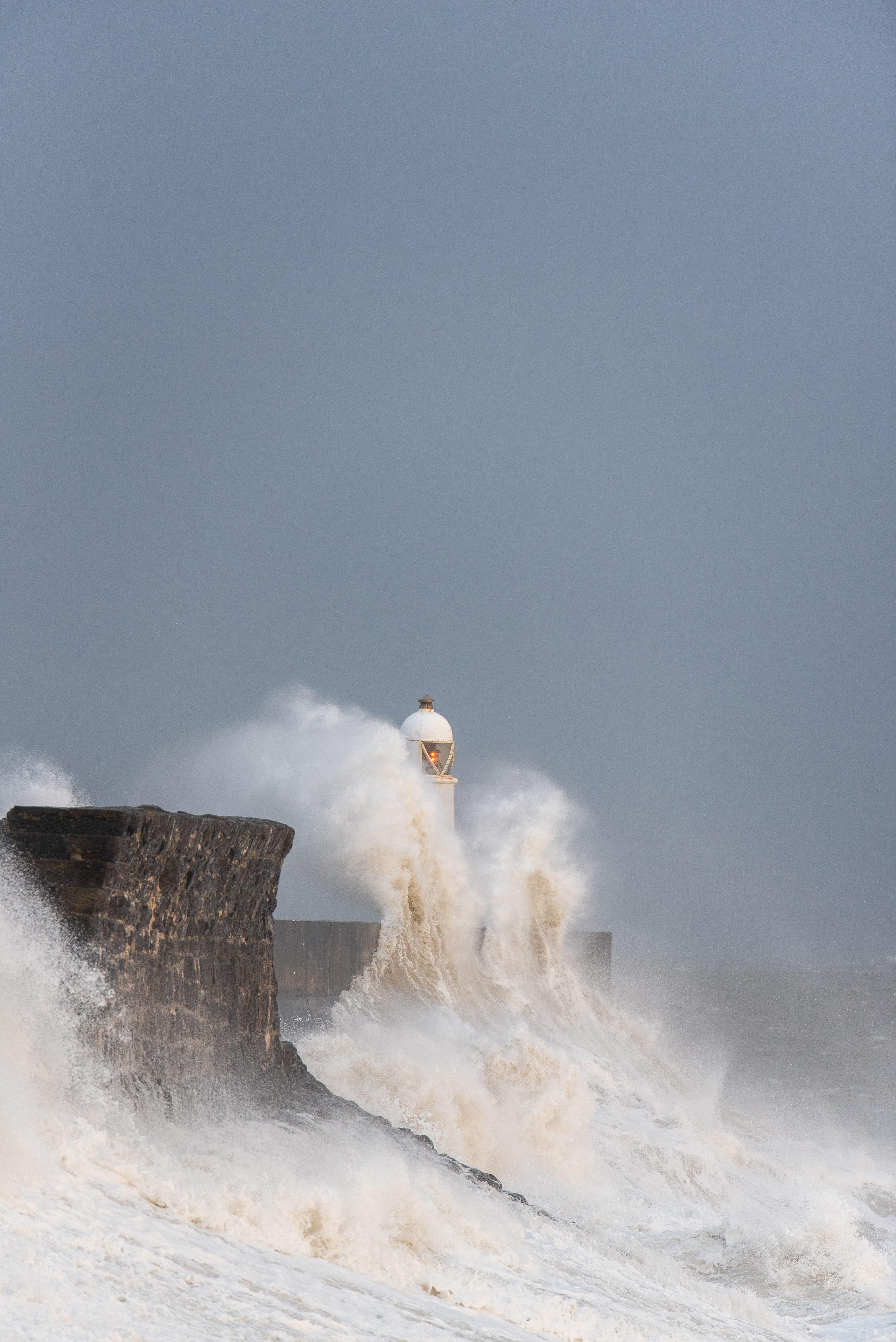 Massive waves as storm Ciara hits the coast of Porthcawl in South Wales