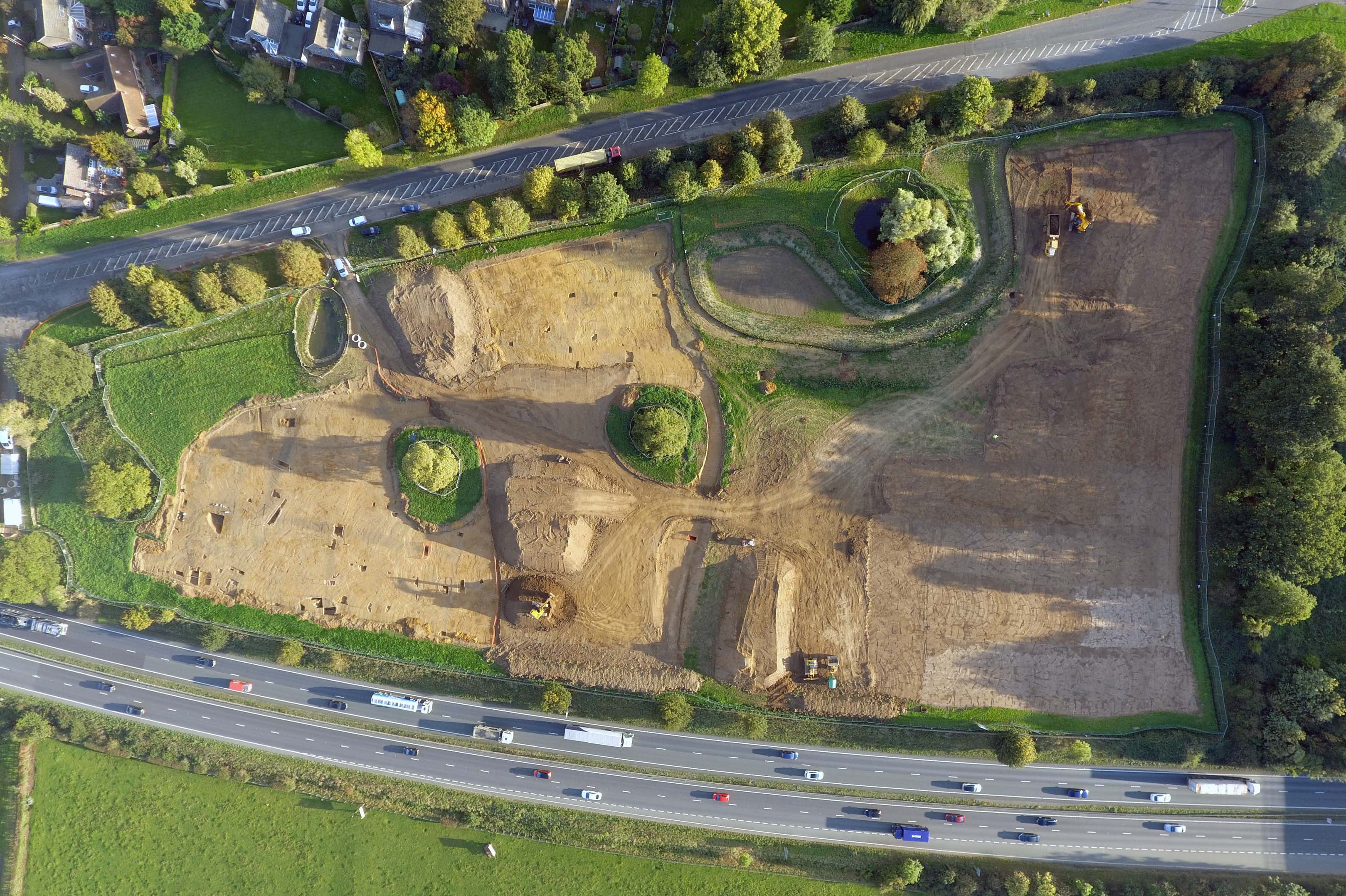 An aerial photograph of the excavation site in Fenstanton. (JJ Mac Ltd/ PA)