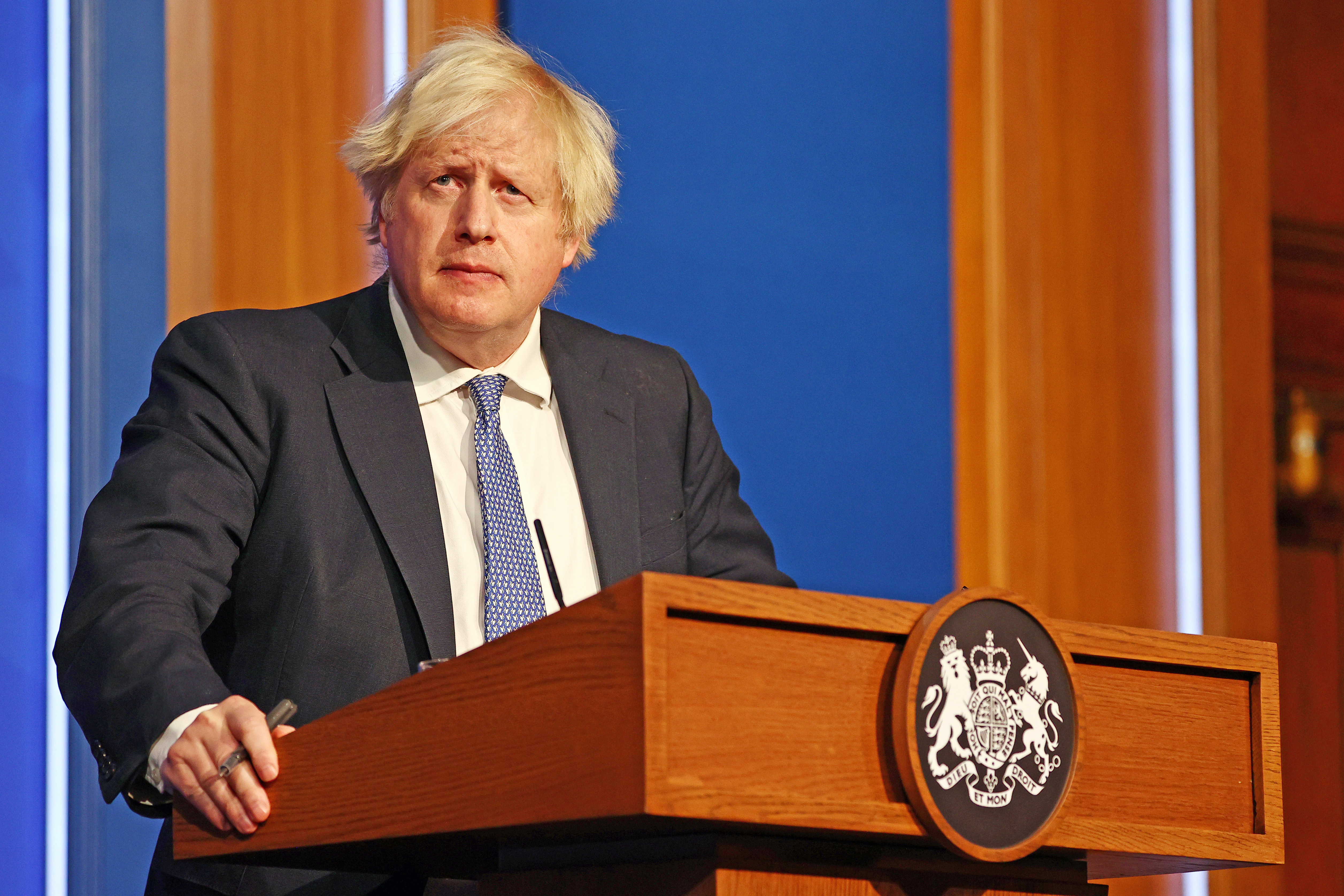 Boris Johnson taking a press conference