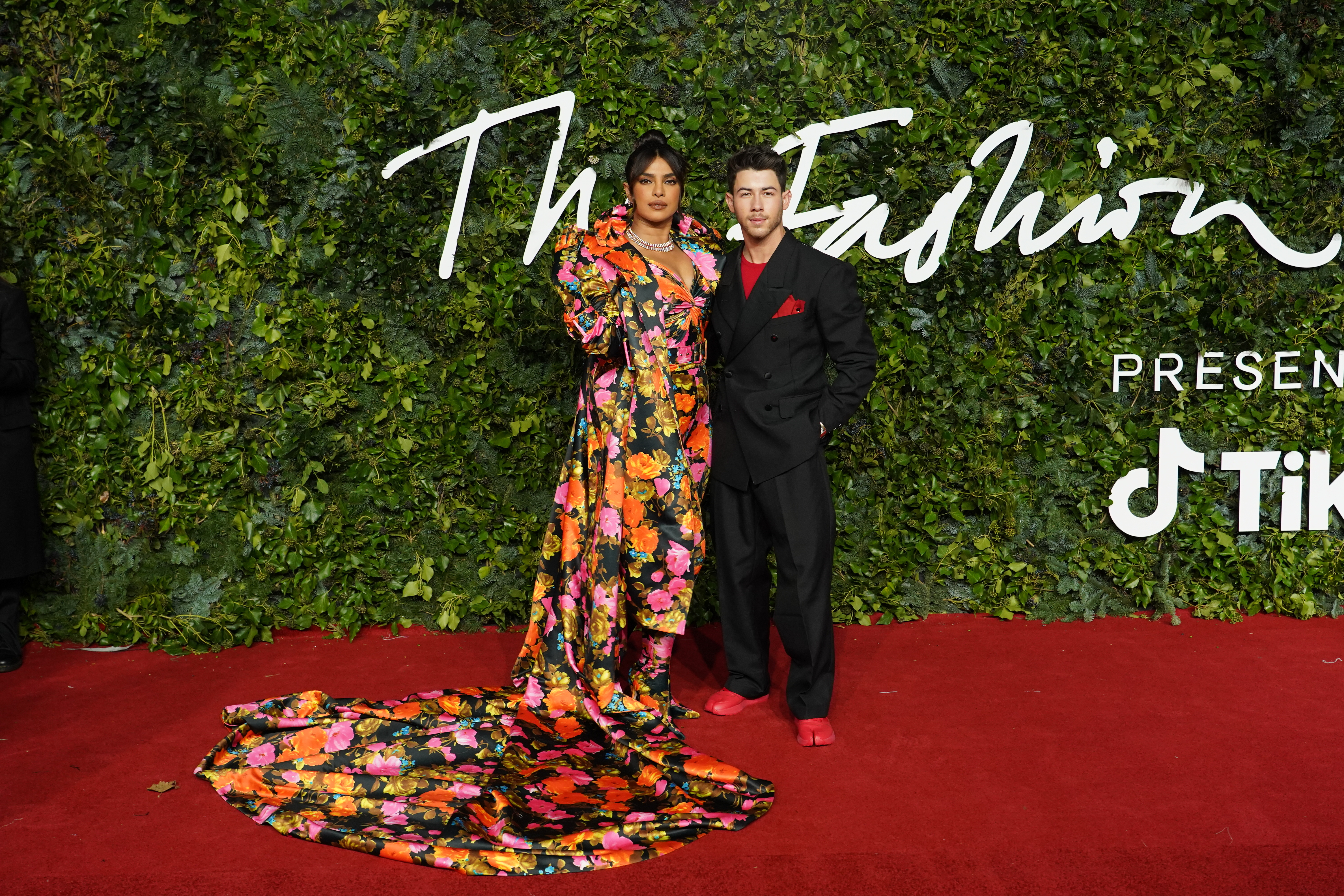 Nick Jonas and Priyanka Chopra attending the Fashion Awards 2021