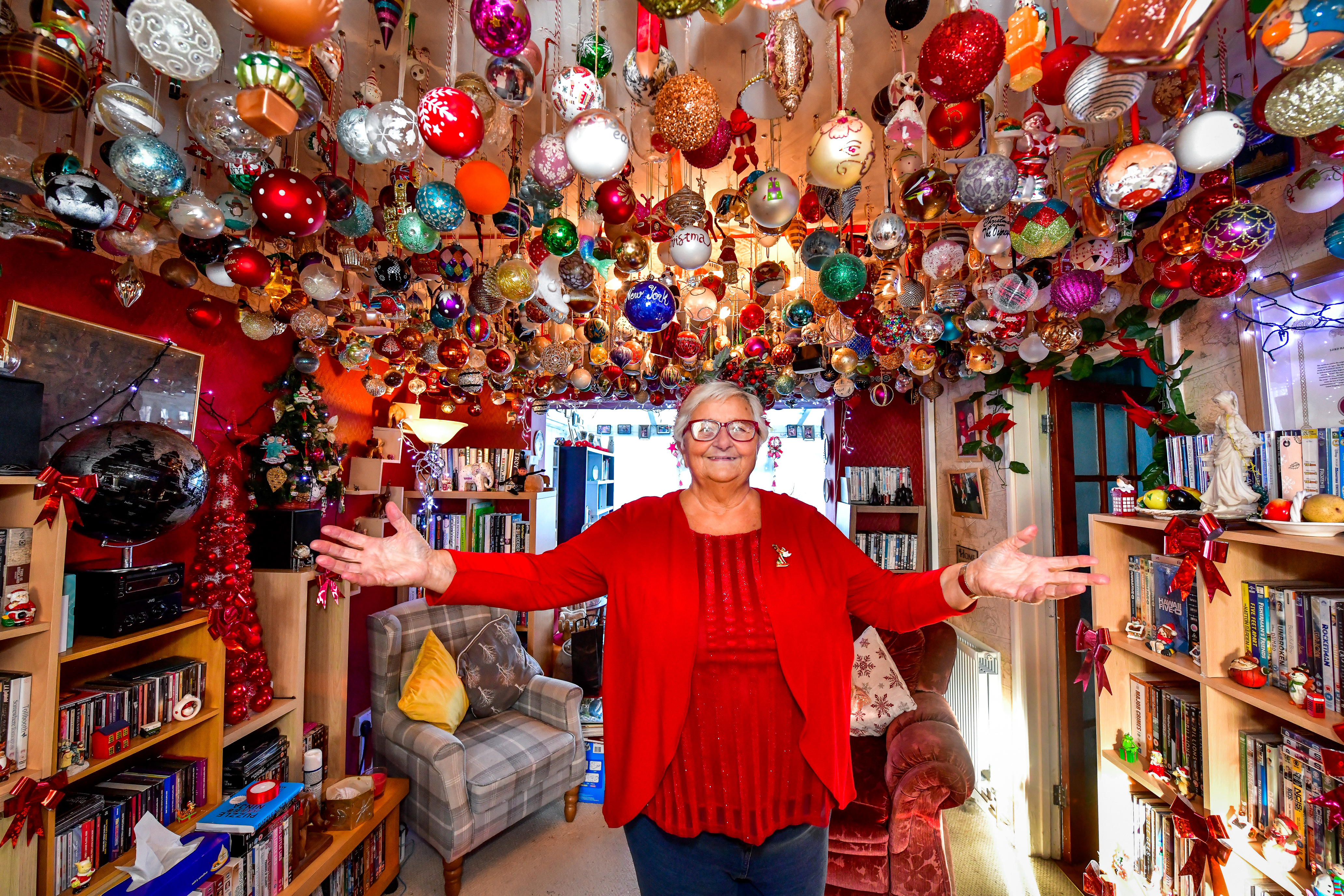 Sylvia Pope and her collection of Christmas bauble ornaments