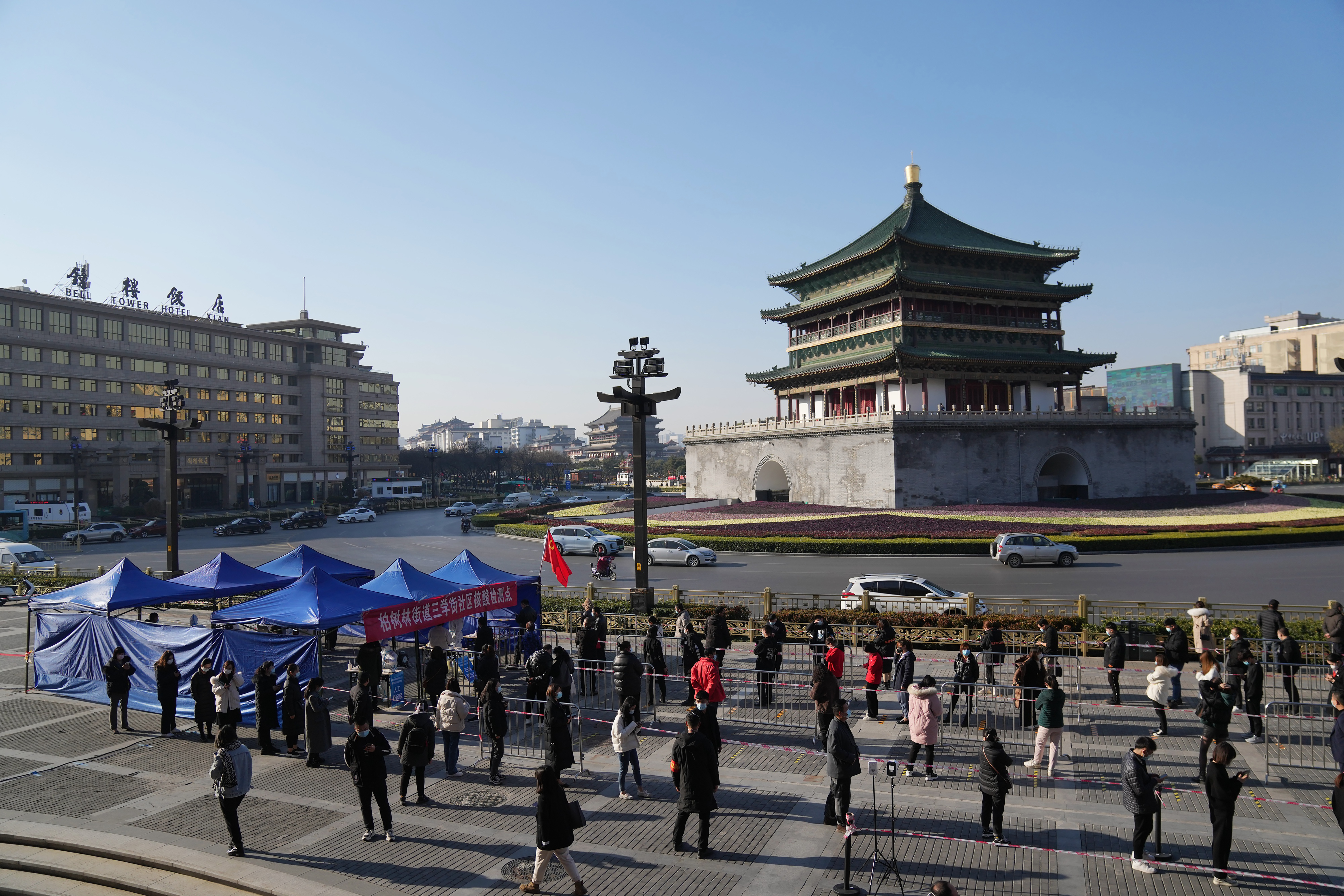 Residents line up for Covid tests in the city of Xi'an