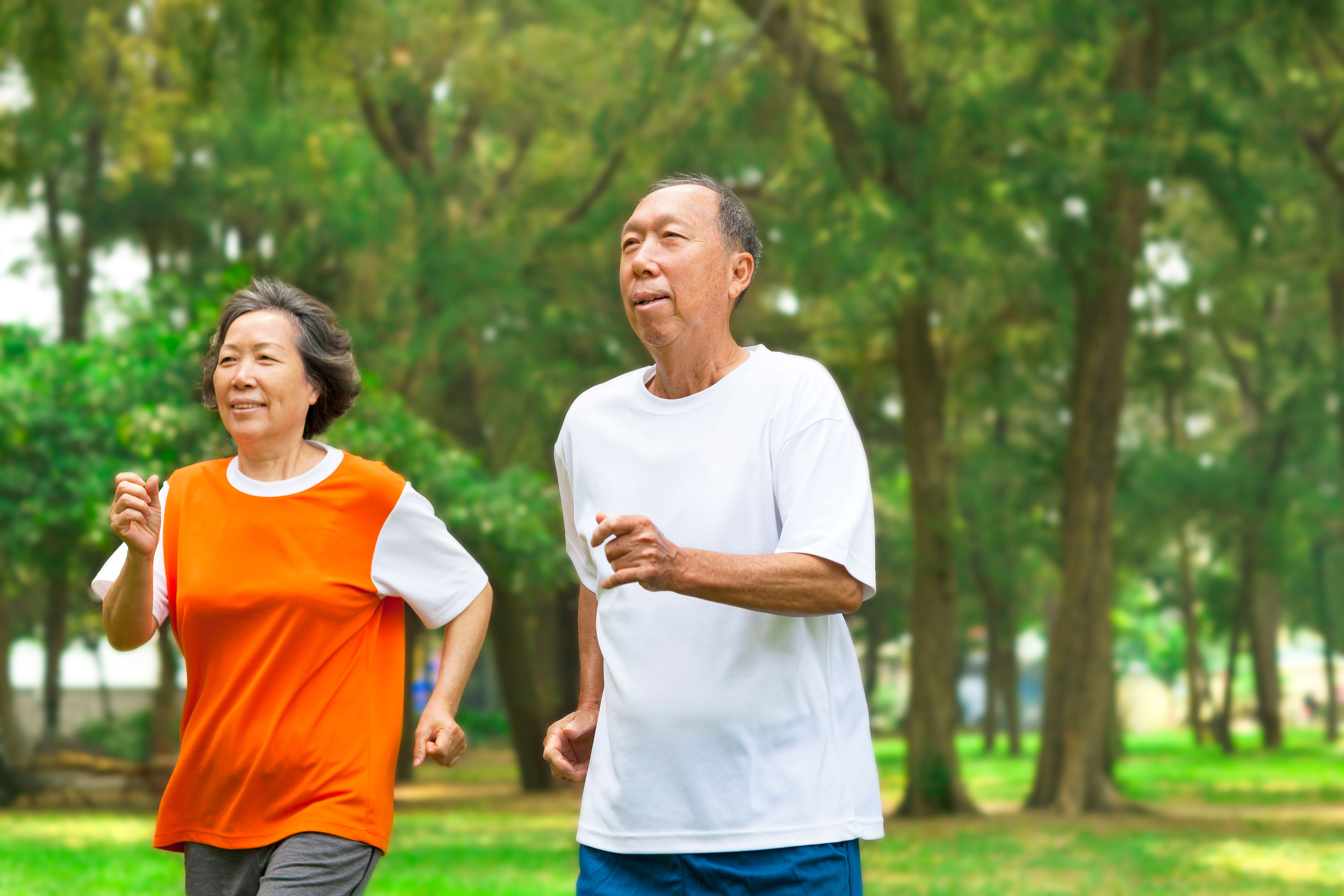 Couple running in the park