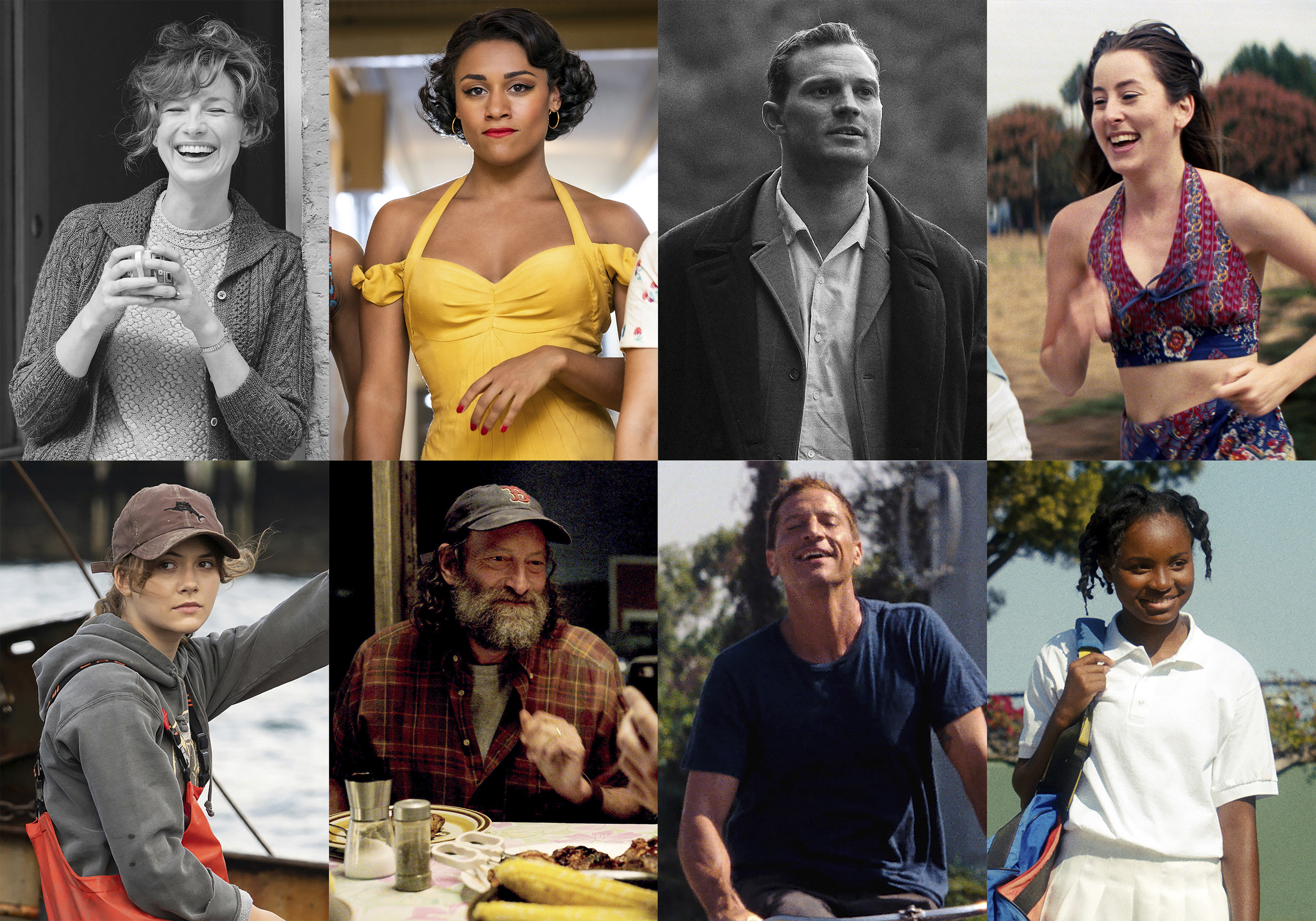 This combination of photos shows honorees for the Virtuosos Award by the 37th Santa Barbara International Film Festival, top row from left, Caitriona Balfe in Belfast, Ariana Debose in West Side Story, Jamie Dornan in Belfast, Alana Haim in Licorice Pizza, bottom row from left, Emilia Jones in CODA, Troy Kotsur in CODA, Simon Rex in Red Rocket, and Saniyya Sidney in King Richard