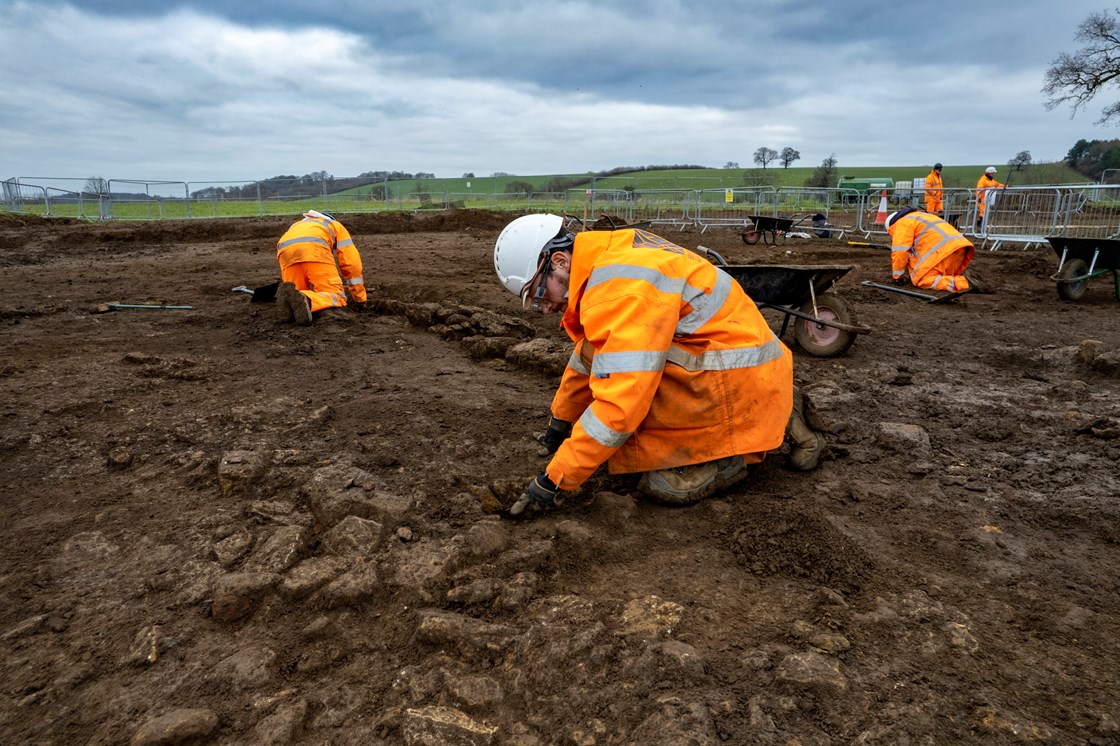 Archaeologists excavating the site 