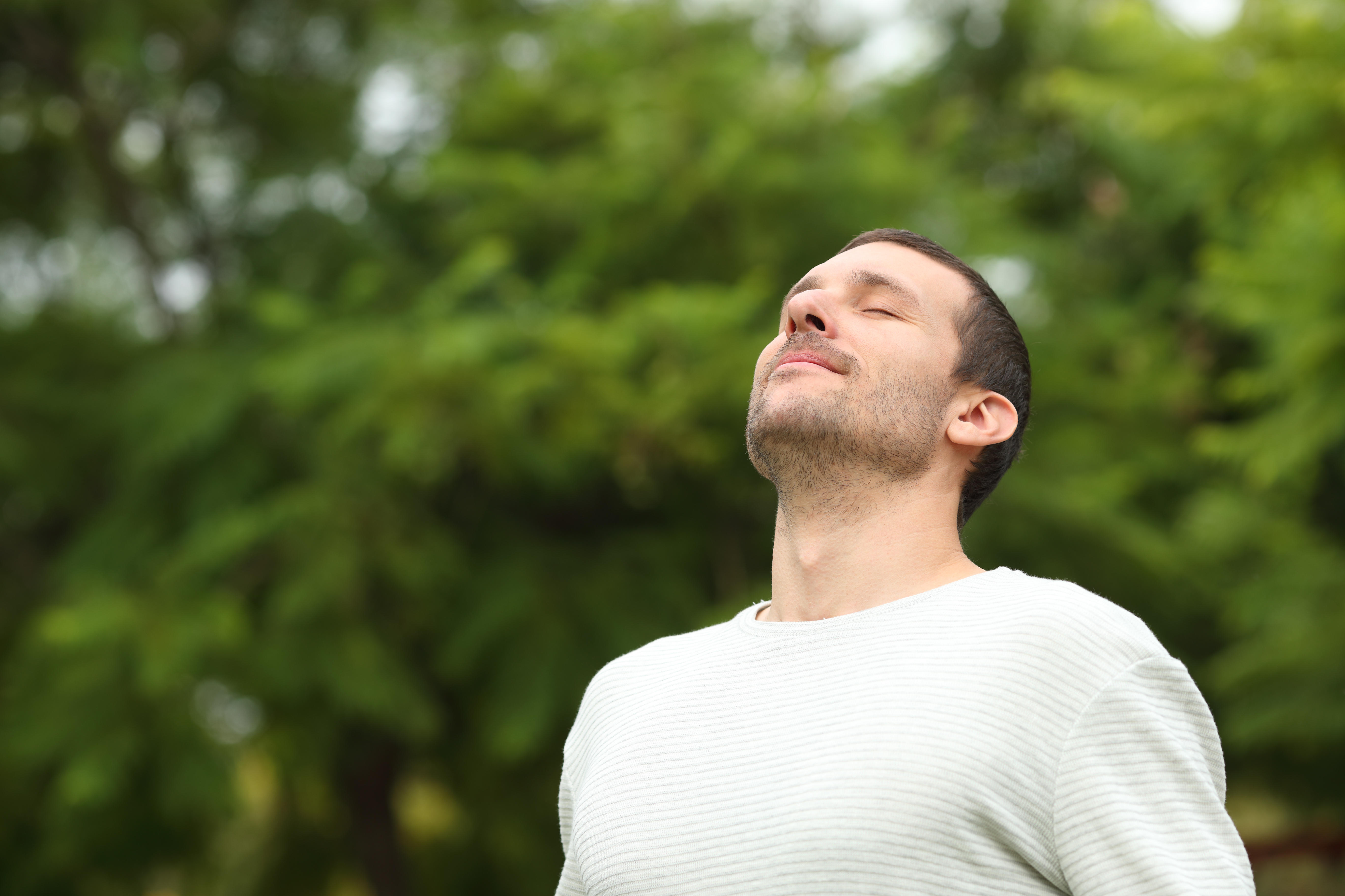 Man focusing on his breath