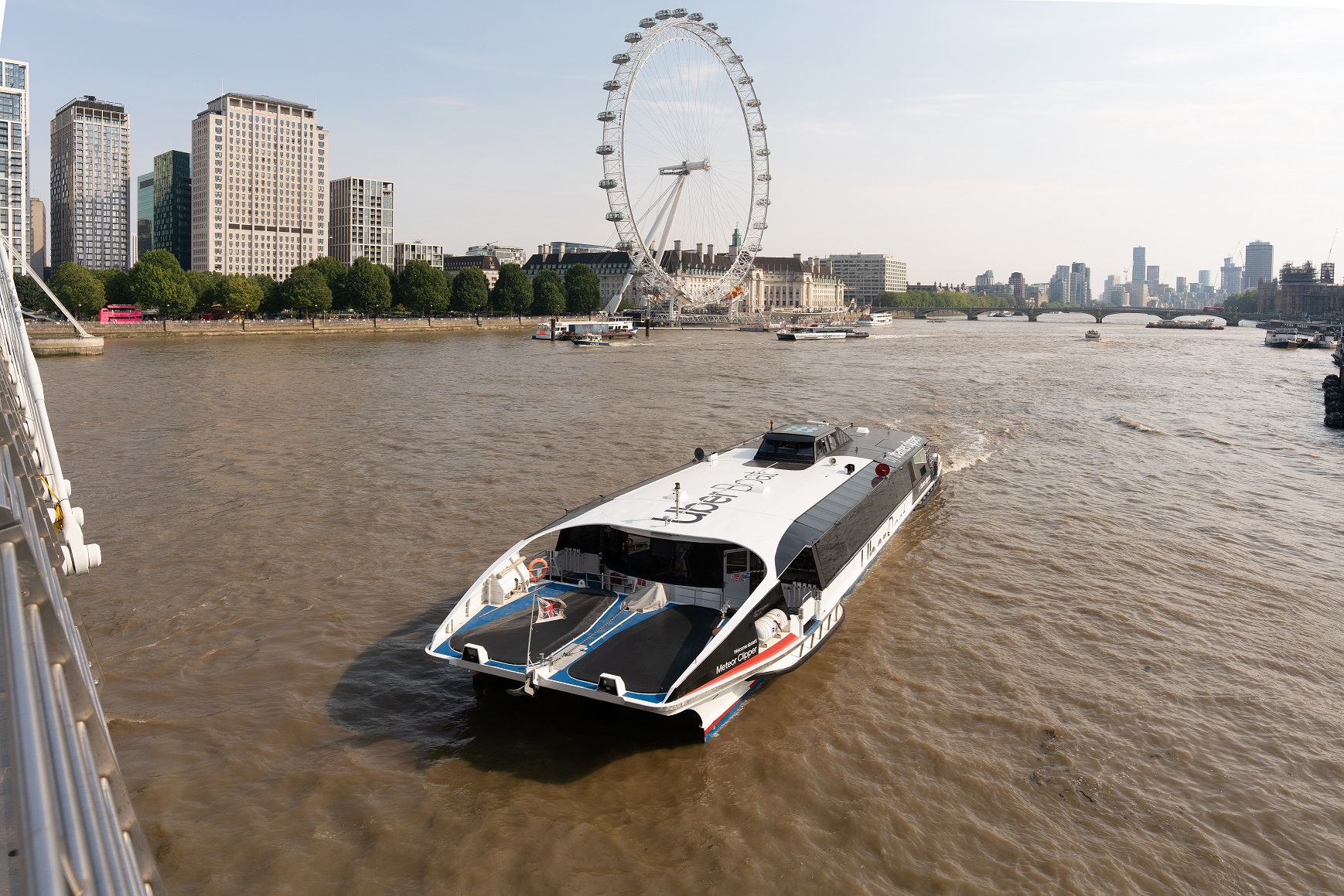 A ferry operated by Uber Boat by Thames Clippers
