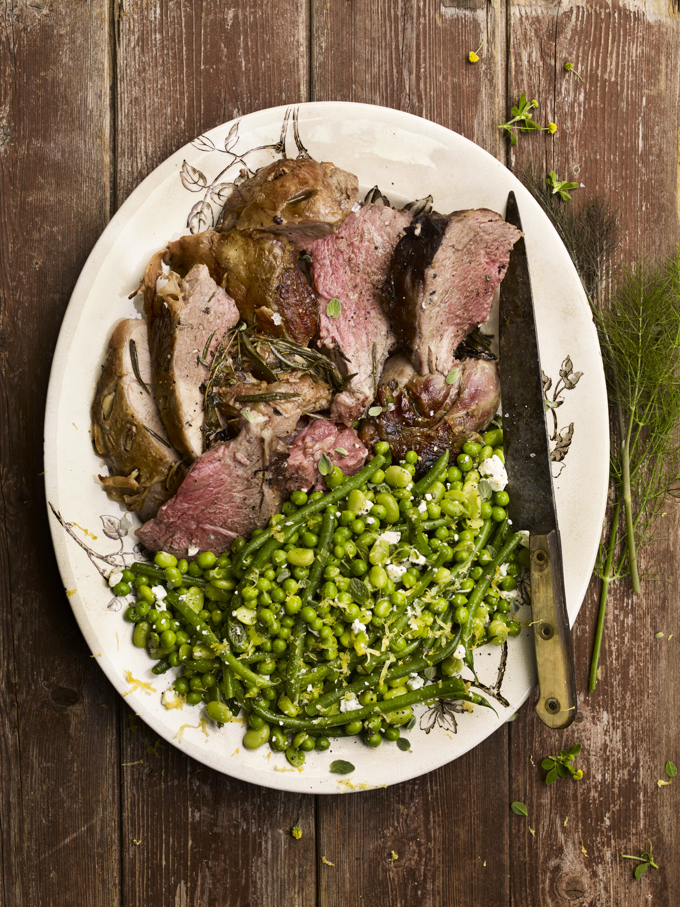 Roast lamb with garden veg, oregano and feta from Recipes From The Farm