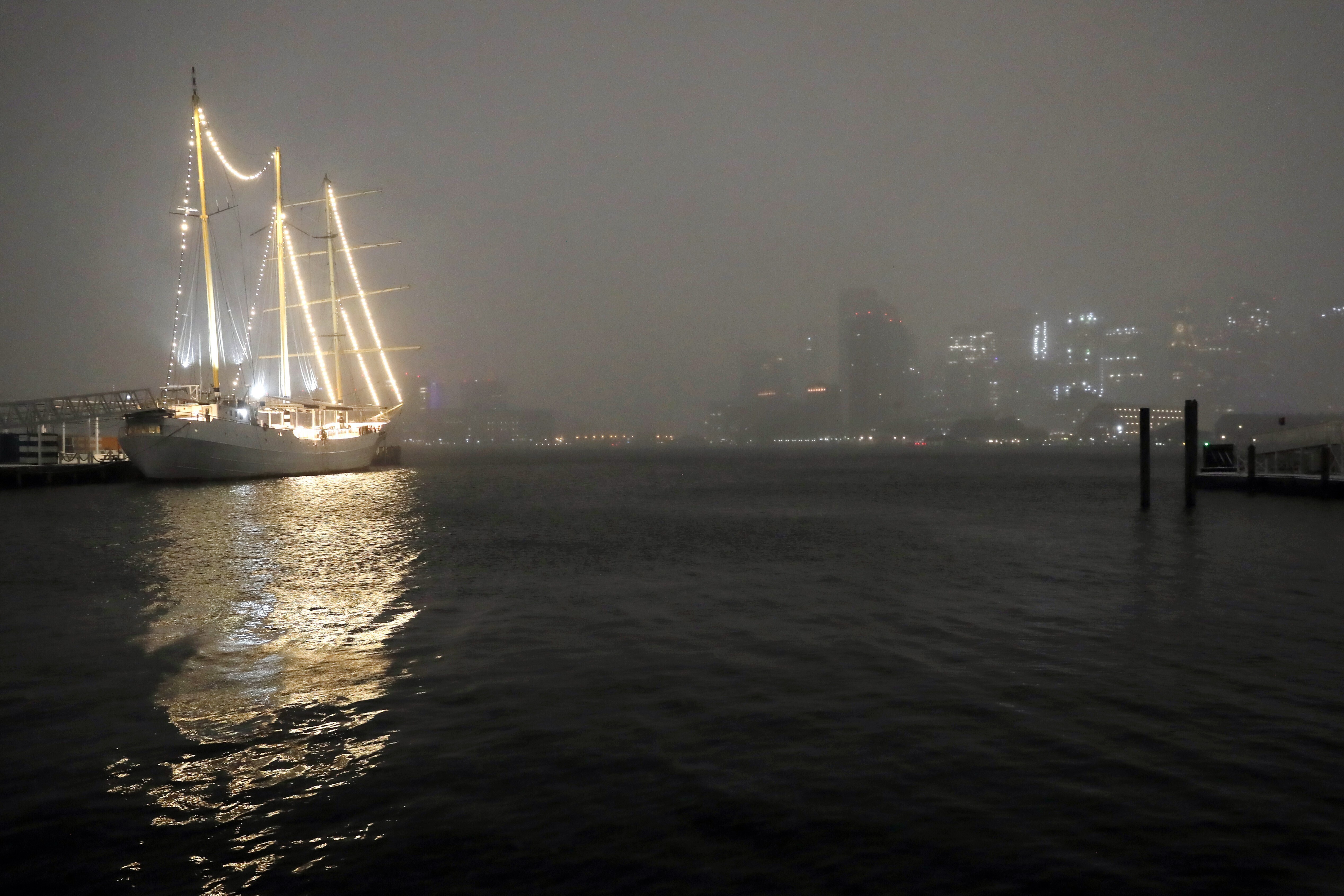 A tall ship in the snow