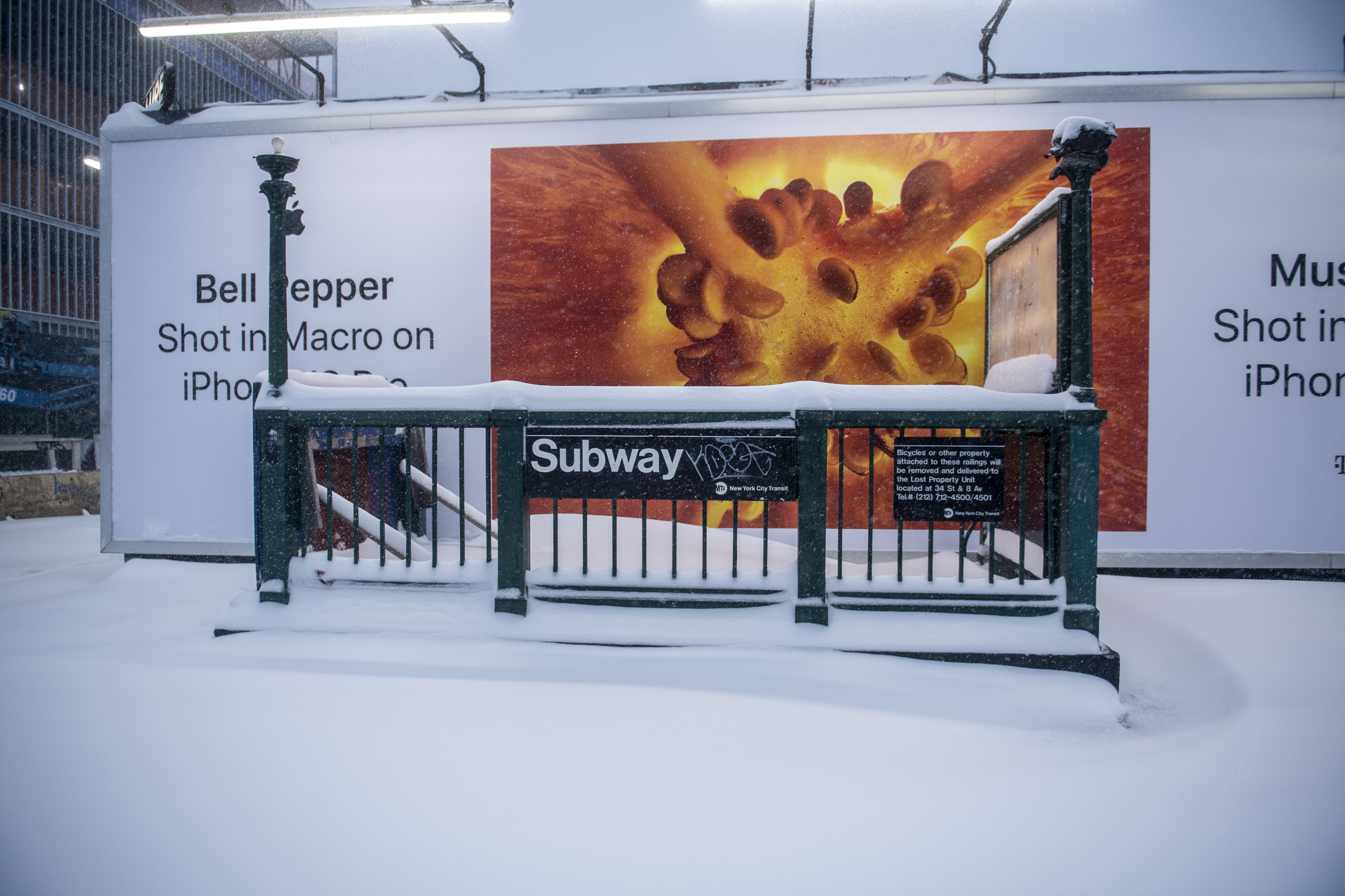 Snow on the New York subway