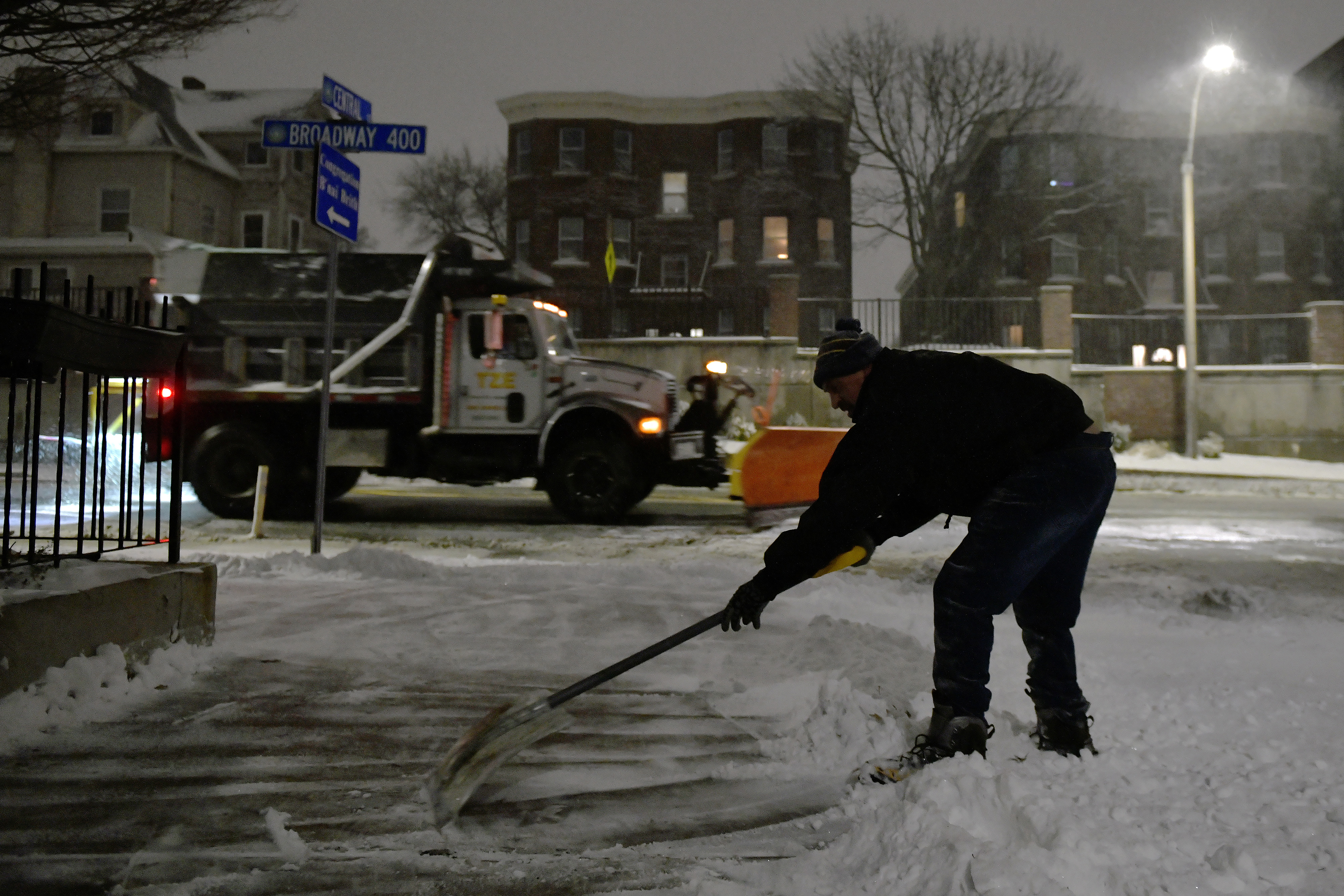 Someone clearing snow