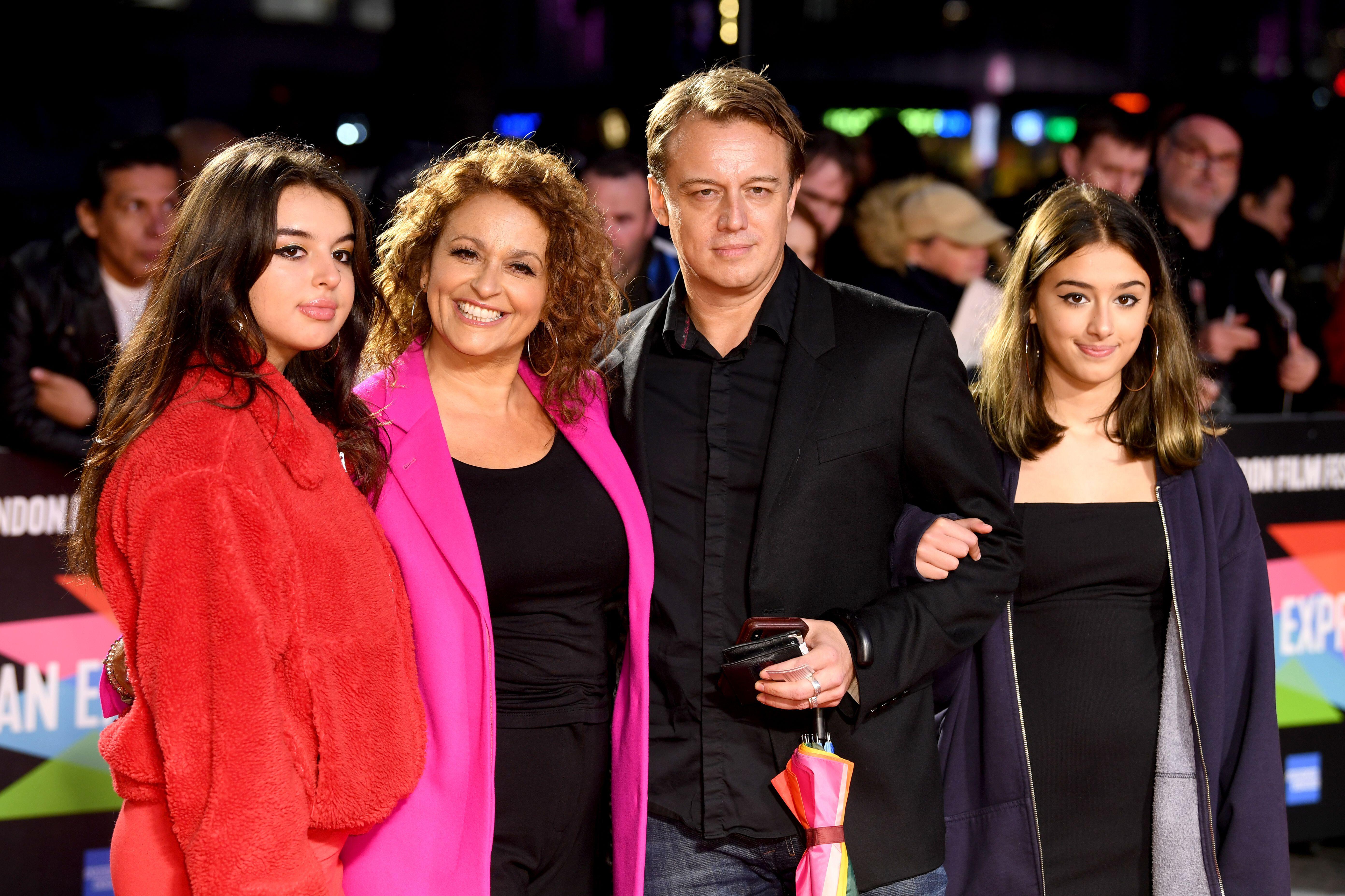 Nadia Sawalha with husband Mark Adderley and children Kiki-Bee and Maddie