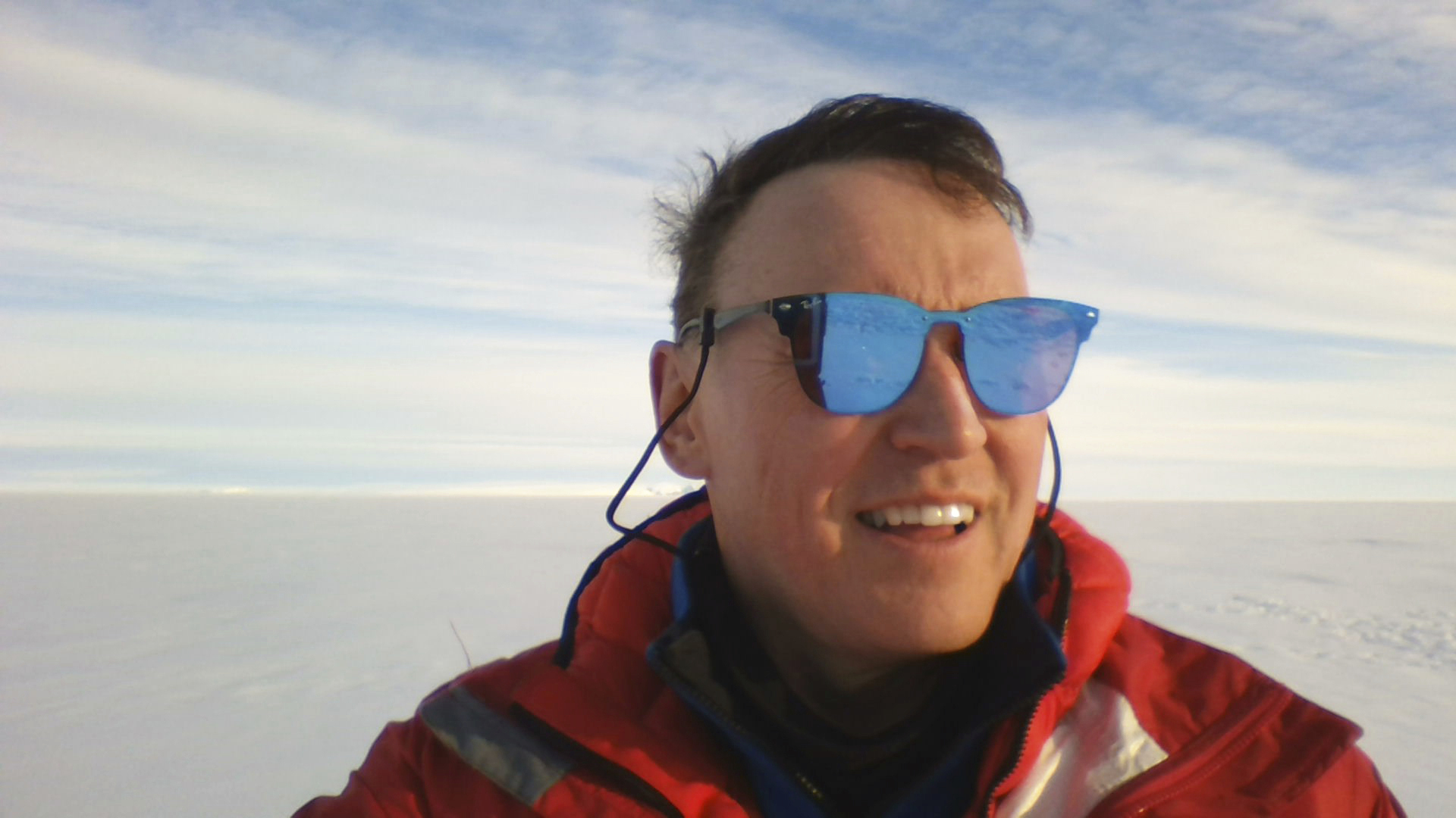 Scientist David Holland on the Dotson ice shelf in Antarctica