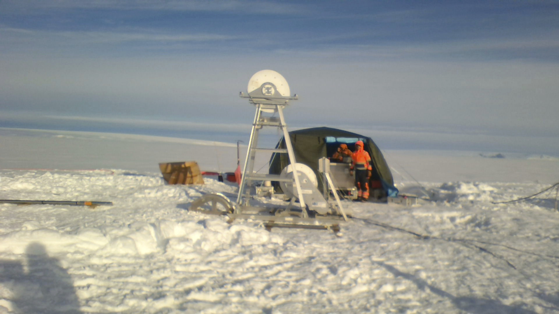 Equipment set up on the Dotson ice shelf in Antarctica