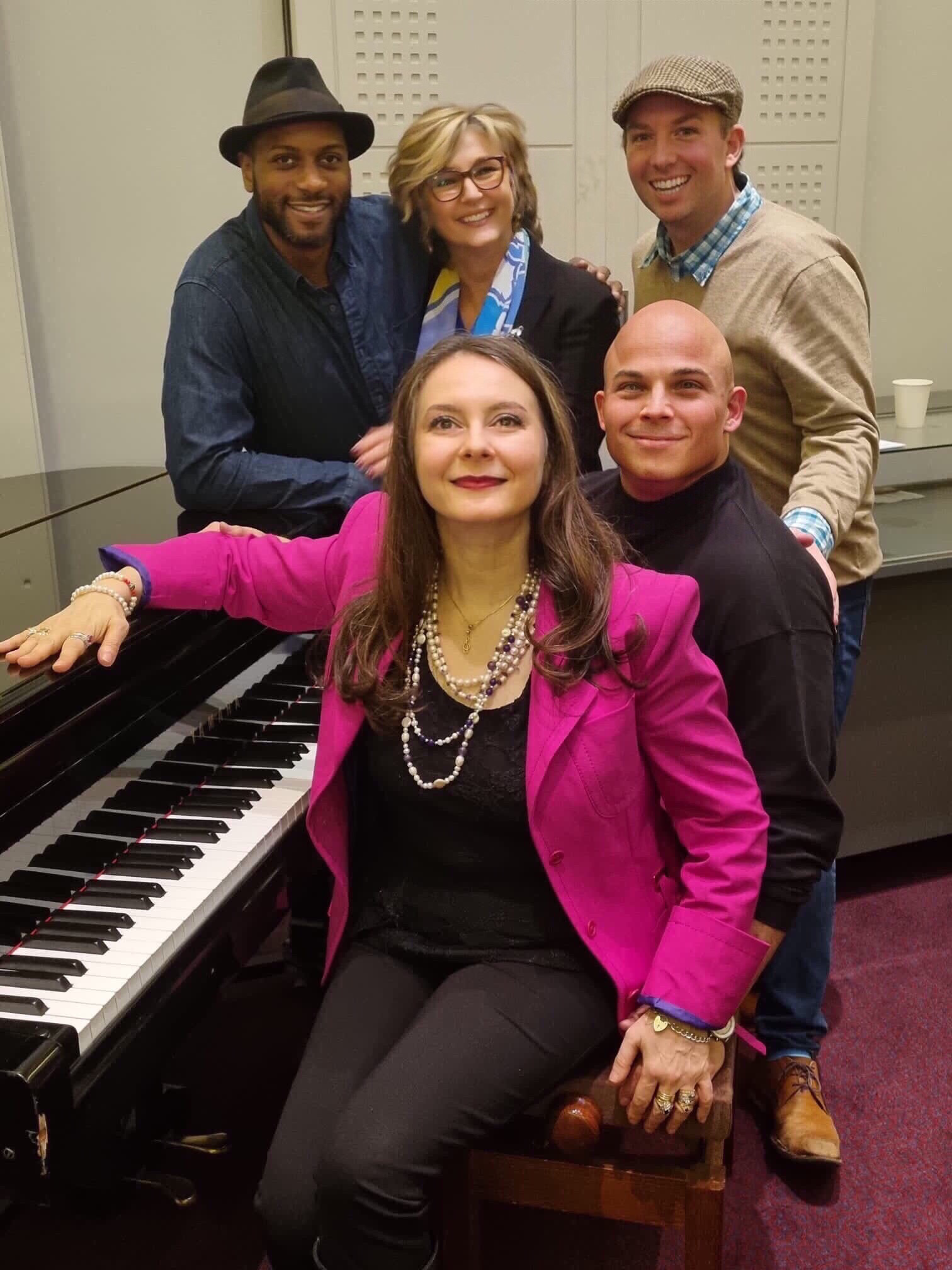 Rodney Earl Clarke (L-R) Lesley Garrett, Thomas Mace-Archer-Mills, Olga Thomas (front left), Anton Van Der Mere (front right)