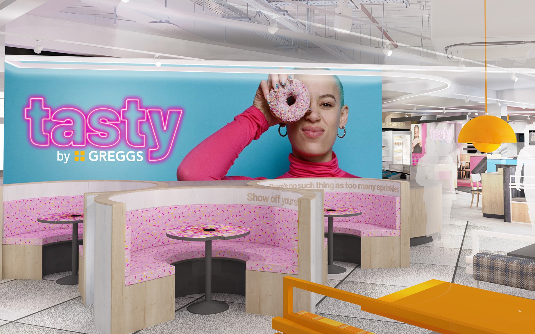 The Tasty by Greggs cafe. (Greggs/Primark/PA)