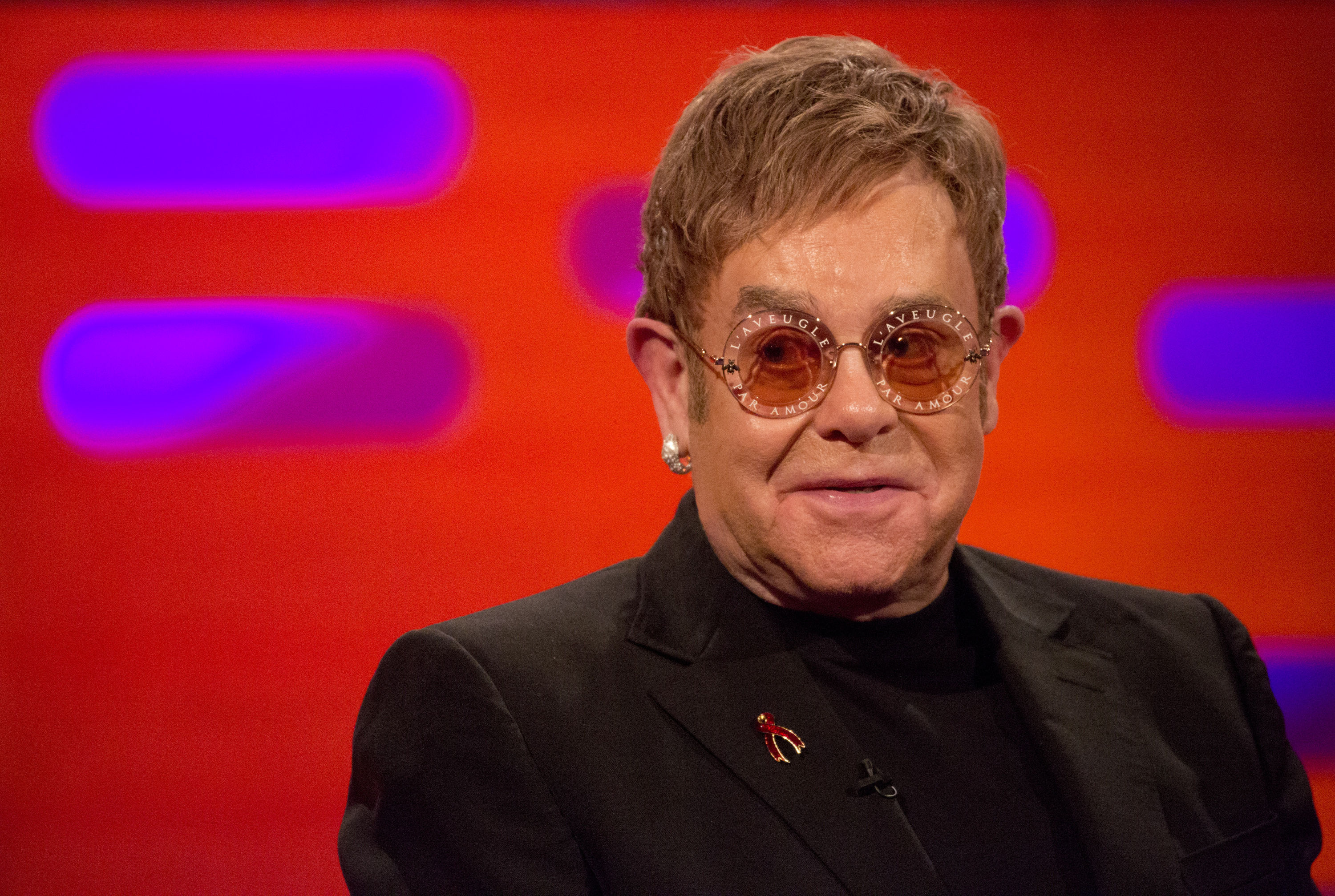 Elton John during filming of the Graham Norton Show