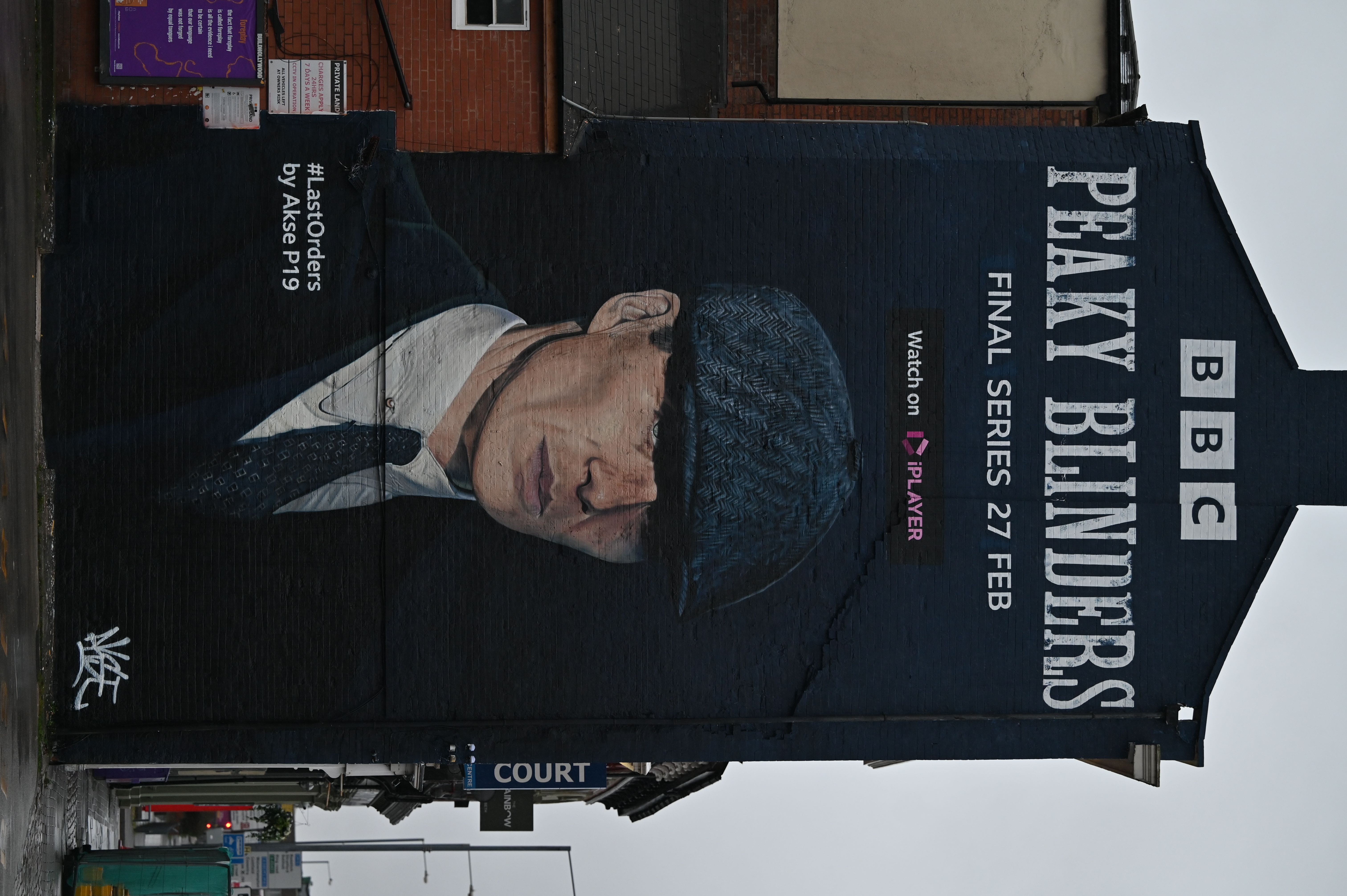 A mural of Tommy Shelby in Birmingham
