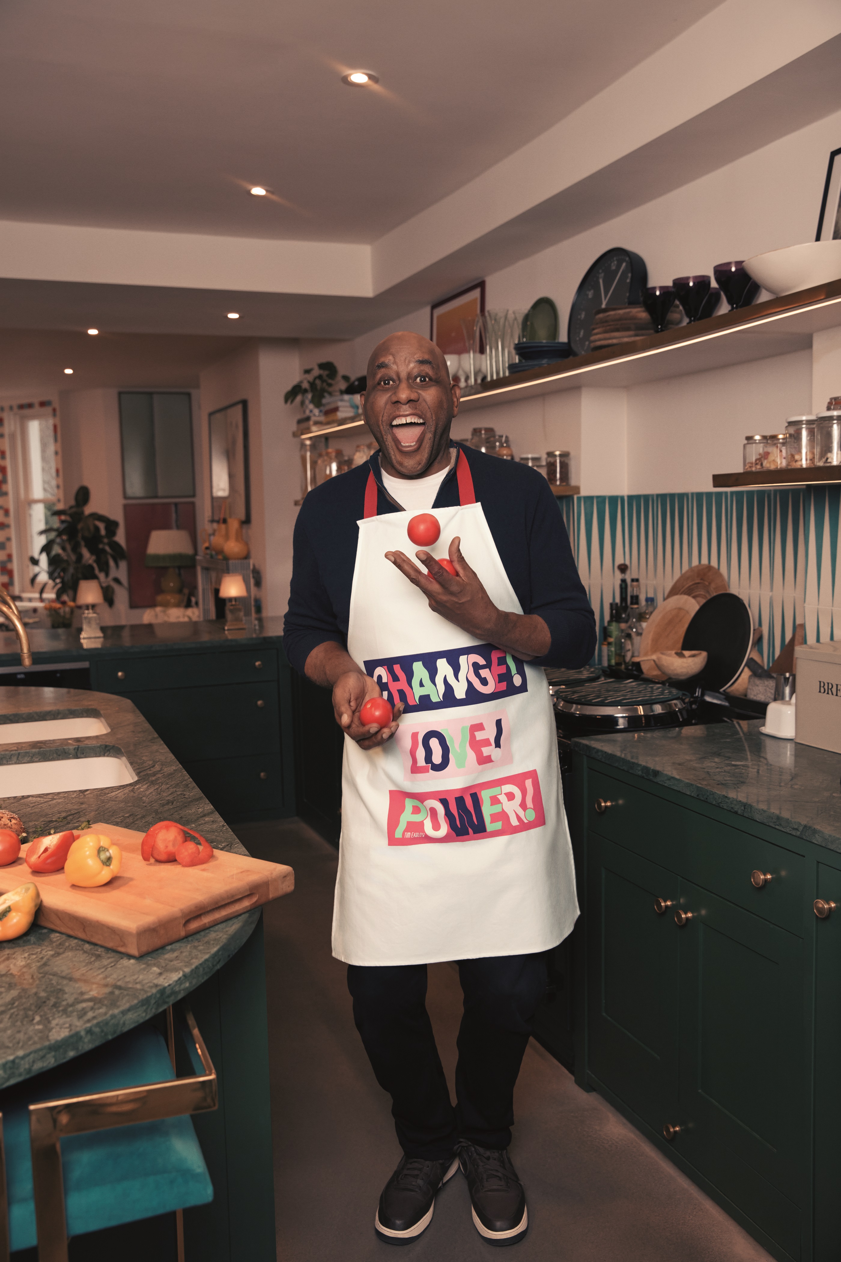 Ainsley Harriott in a Comic Relief apron
