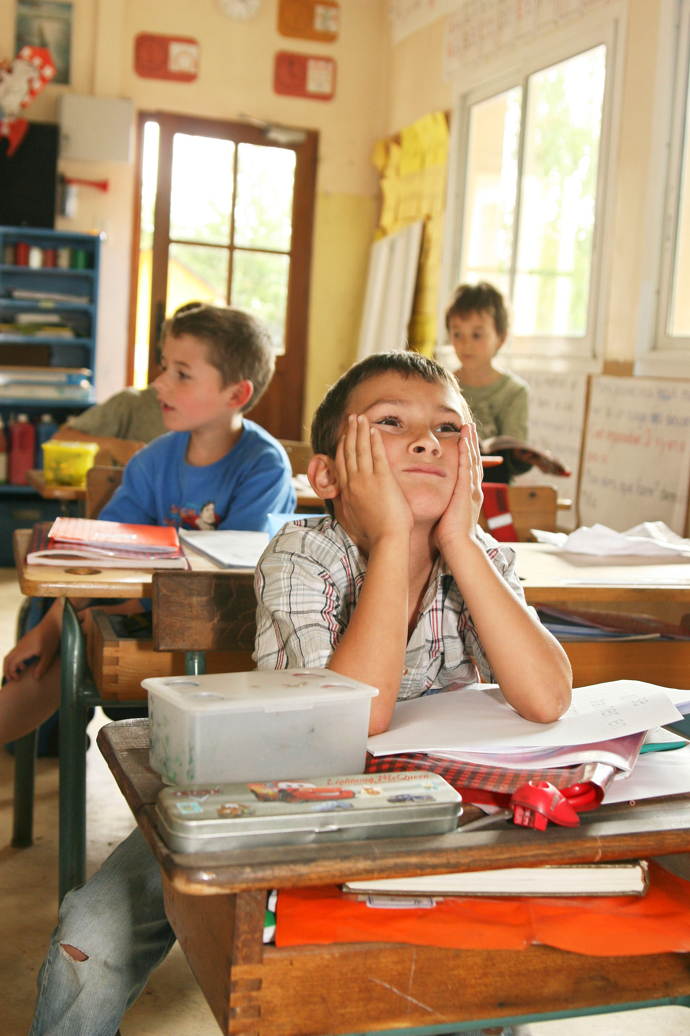 Distracted child in a classroom