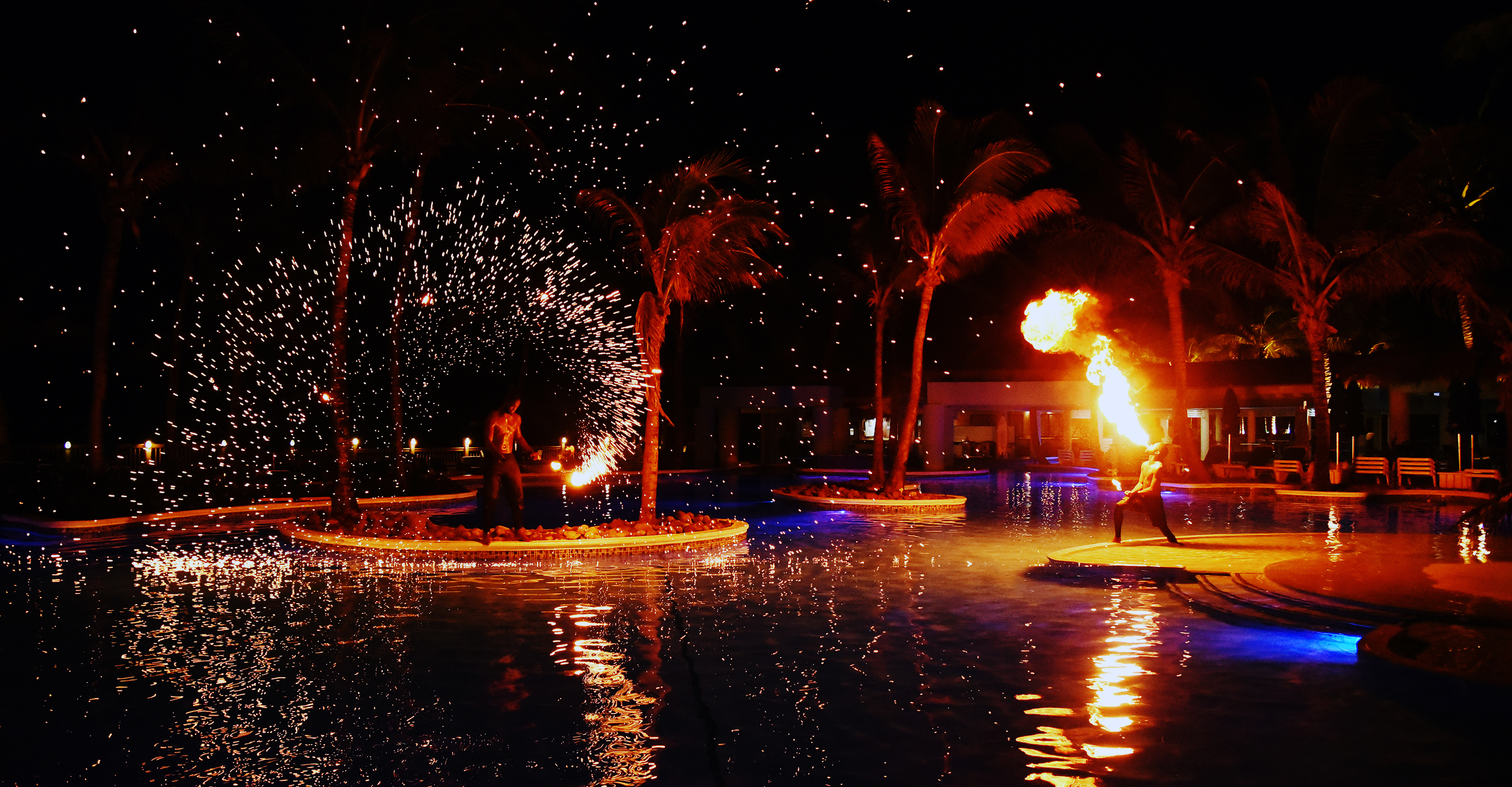 The fire-breather entertainers make it a night to remember (Coconut Bay/PA)
