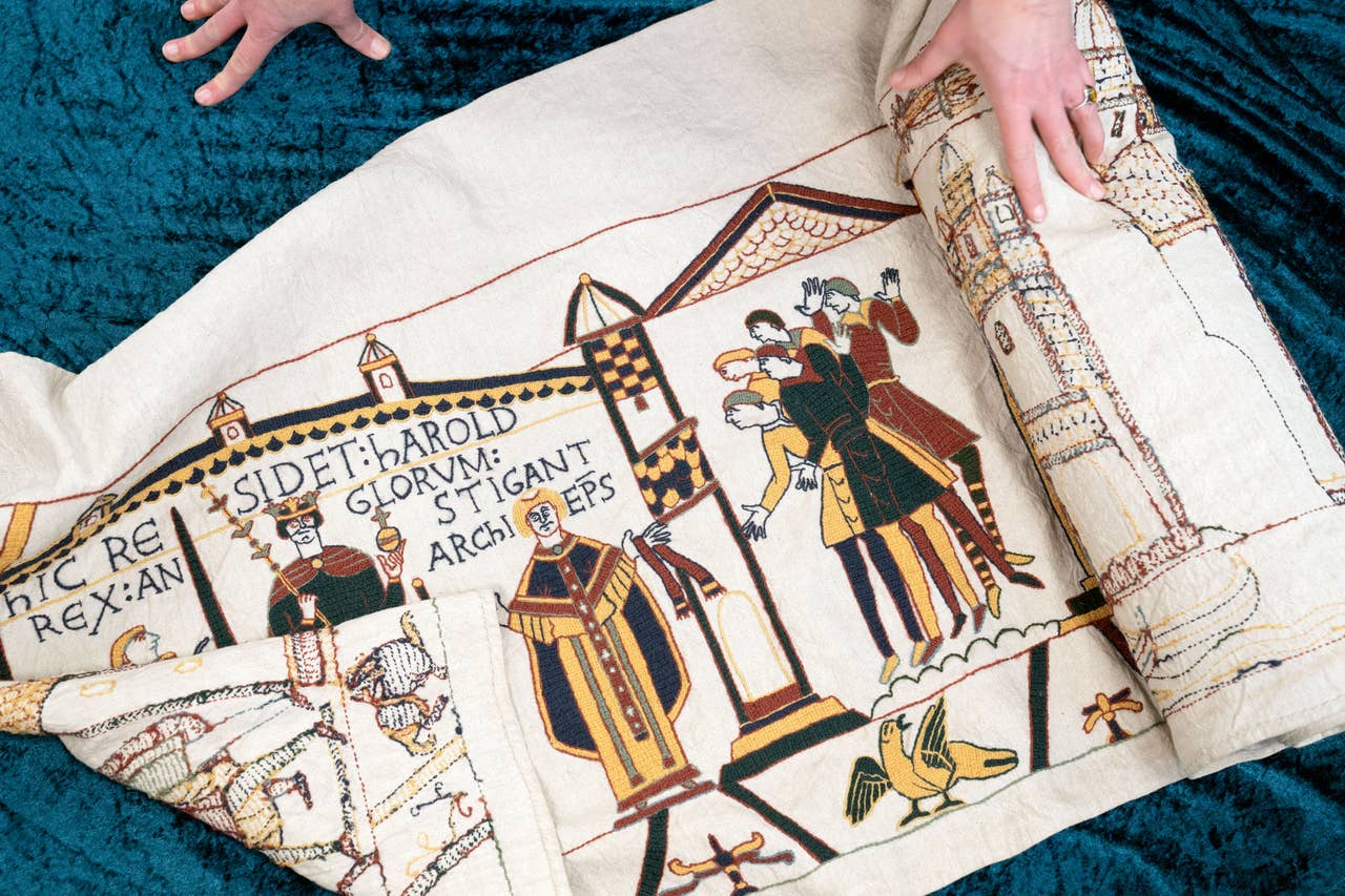 Bayeux Tapestry replica challenge giving grey hairs to primary school