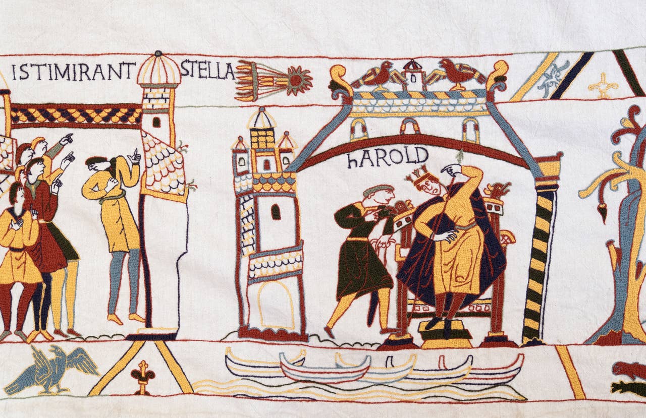 Bayeux Tapestry replica challenge giving grey hairs to primary school