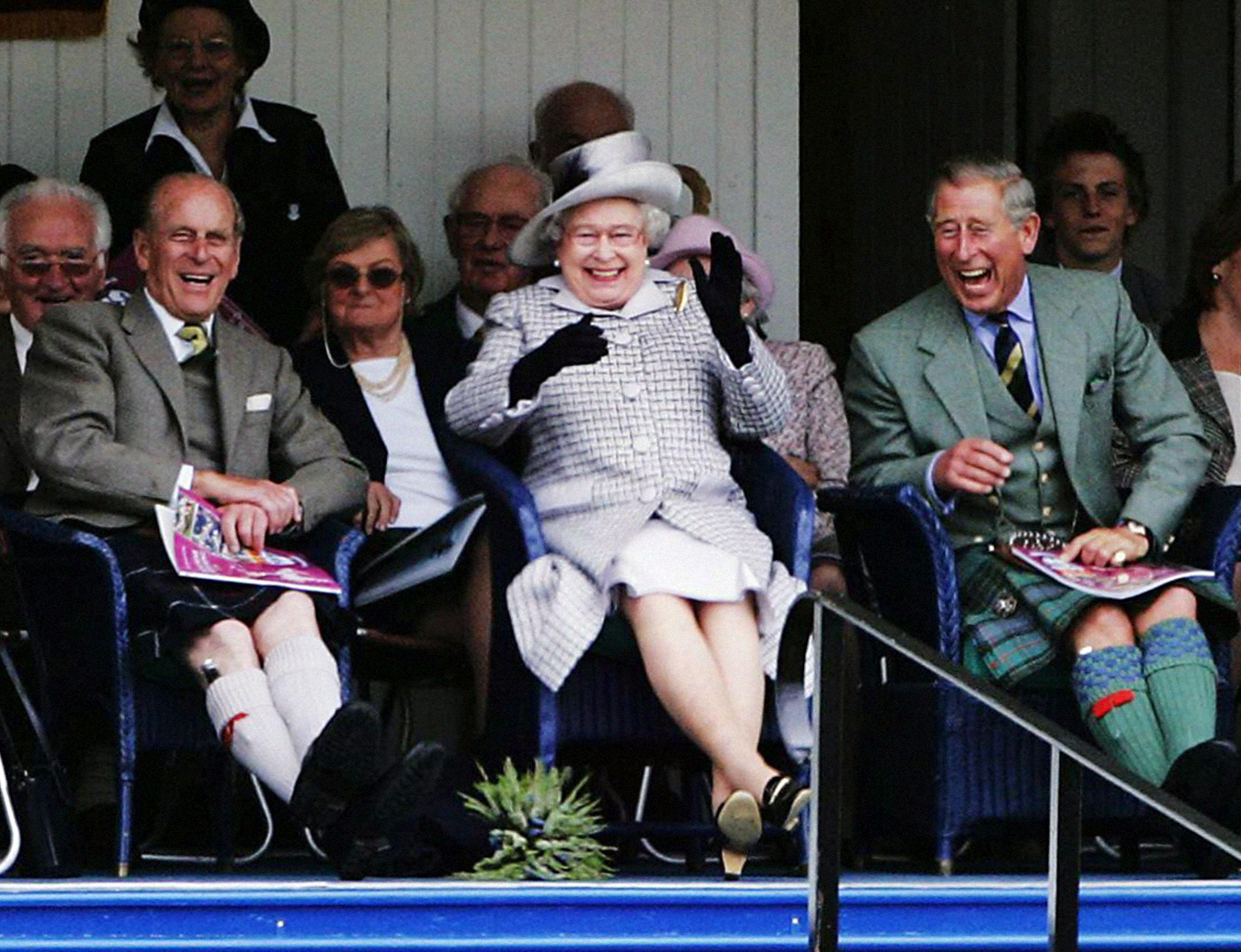 Queen Elizabeth II, her husband the Duke of Edinburgh, the Prince of Wales attend the Braemar Highland Games, Memorial Park, Aberdeenshire