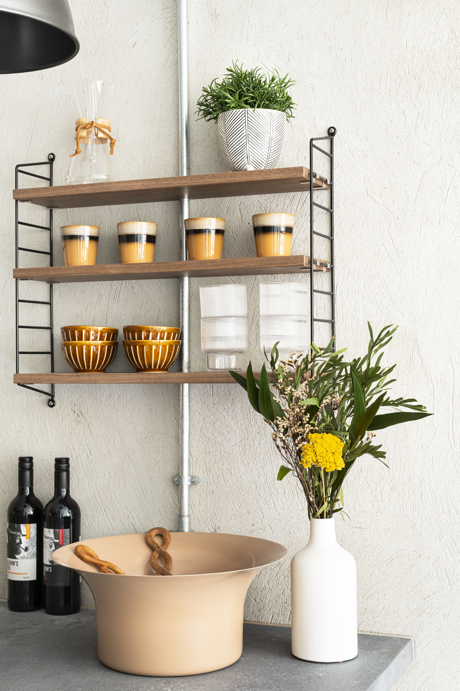 Open kitchen shelving