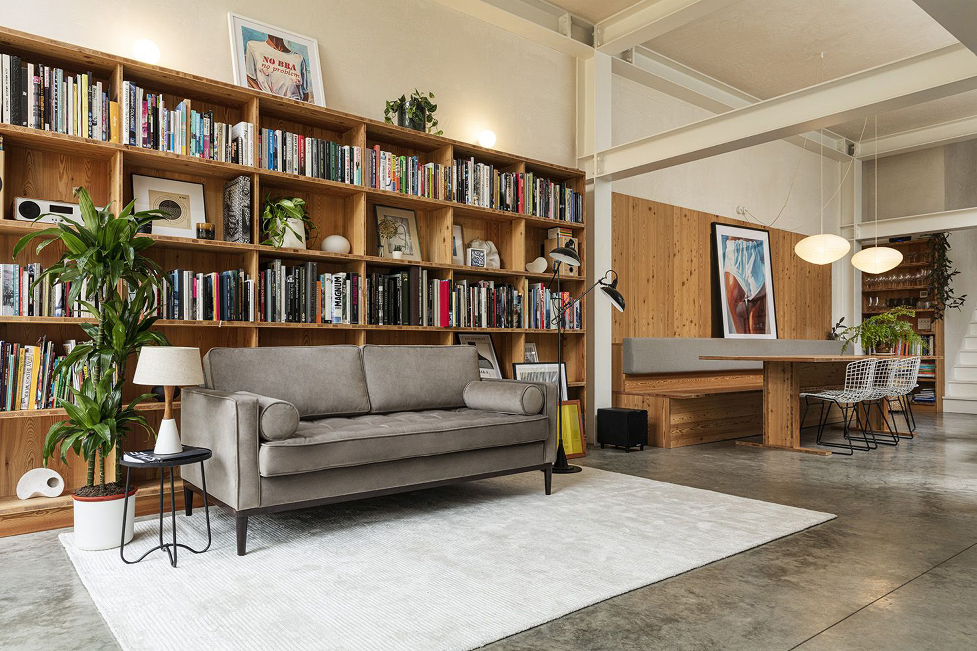 A large bookcase in living room