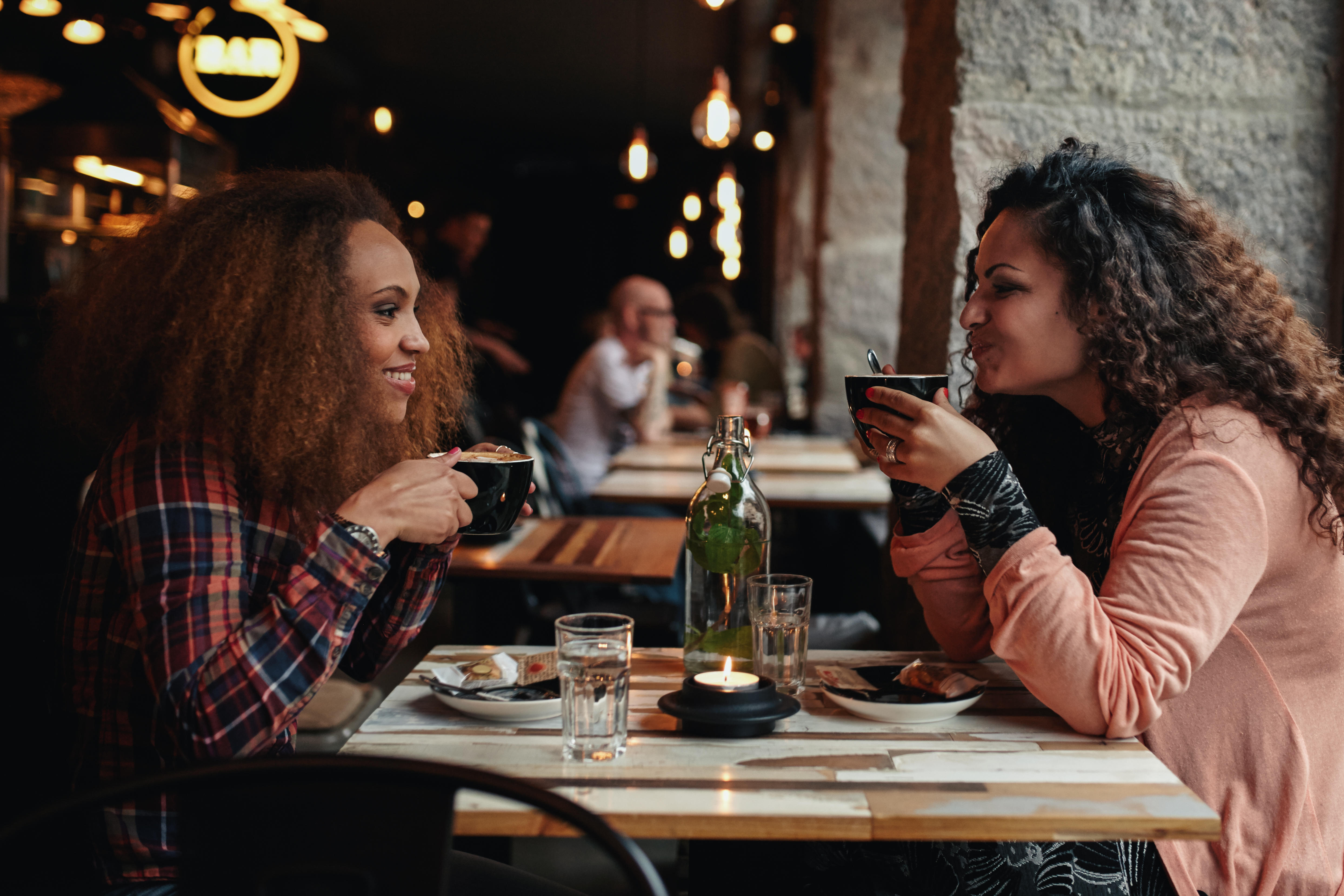 Two women talking