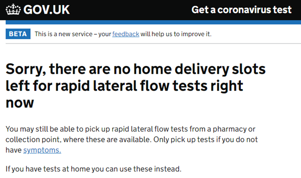 People have struggled to order lateral flow tests (PA)