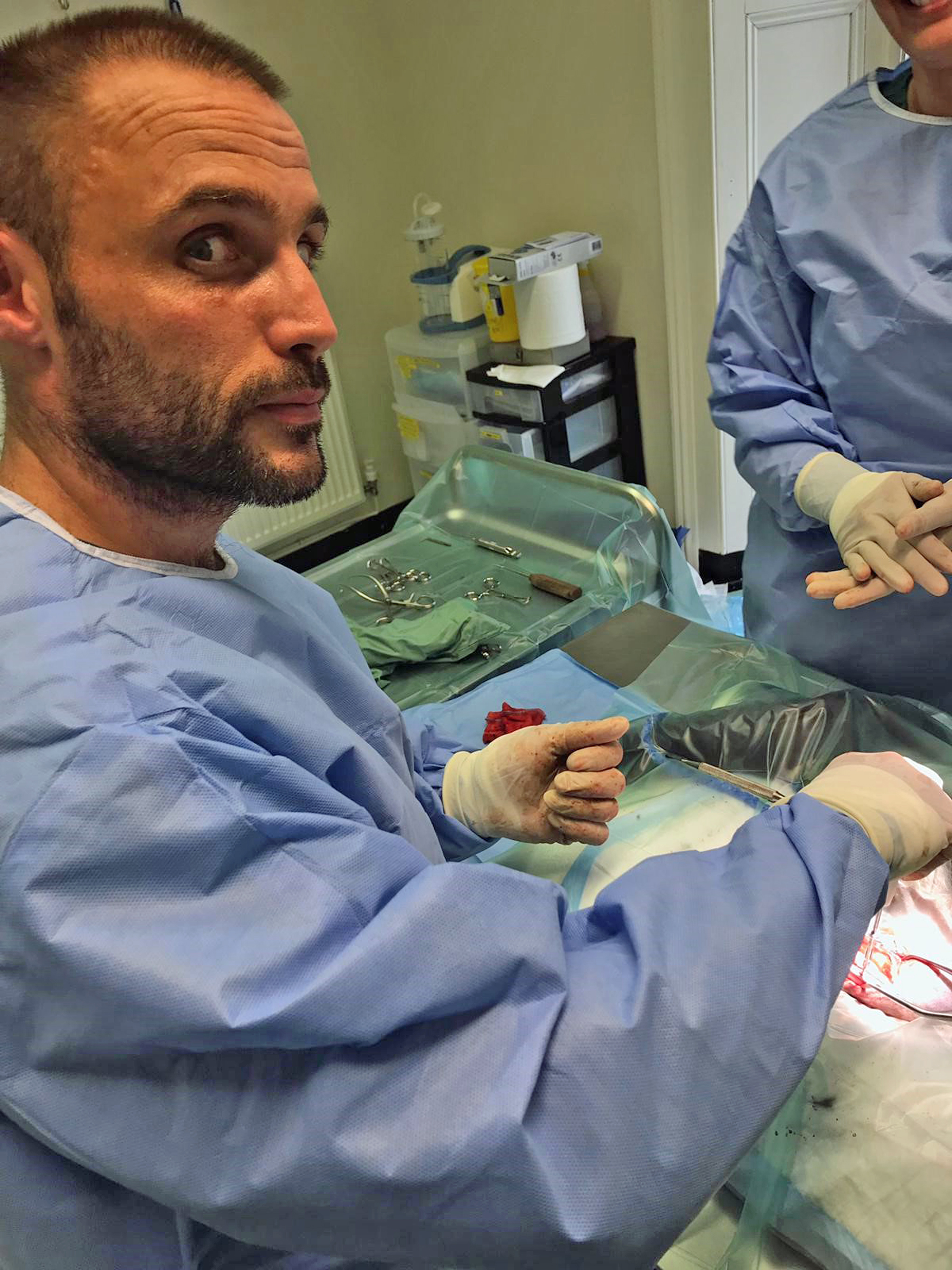 Gareth Steel in the operating room (Gareth Steel/PA)
