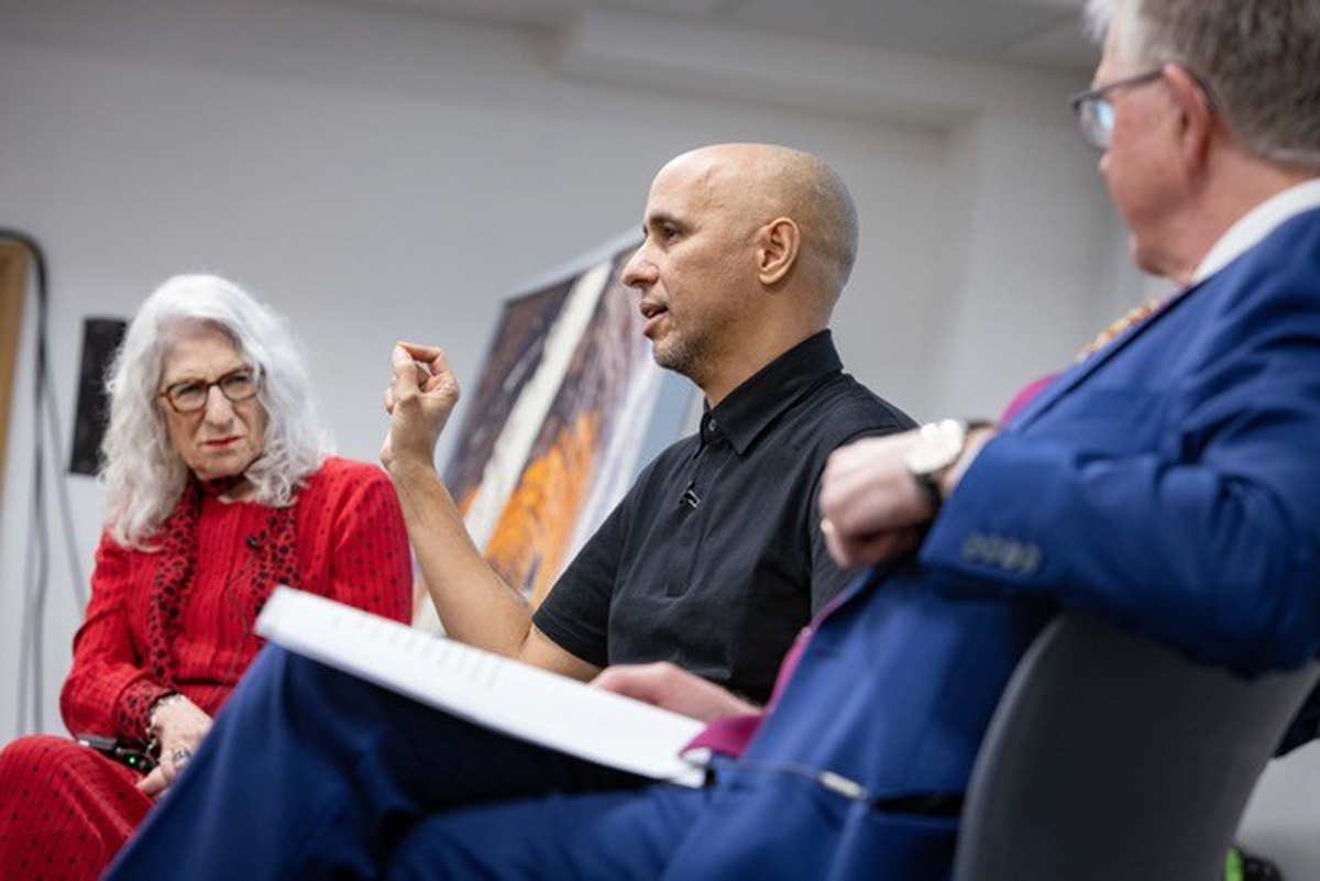 Mohamedou Ould Slahi (centre) was speaking at the event at the the University of Bristol with lawyer Nancy Hollander (left) and Sir Malcolm Evans (Nick Smith Photography/University of Bristol/PA)