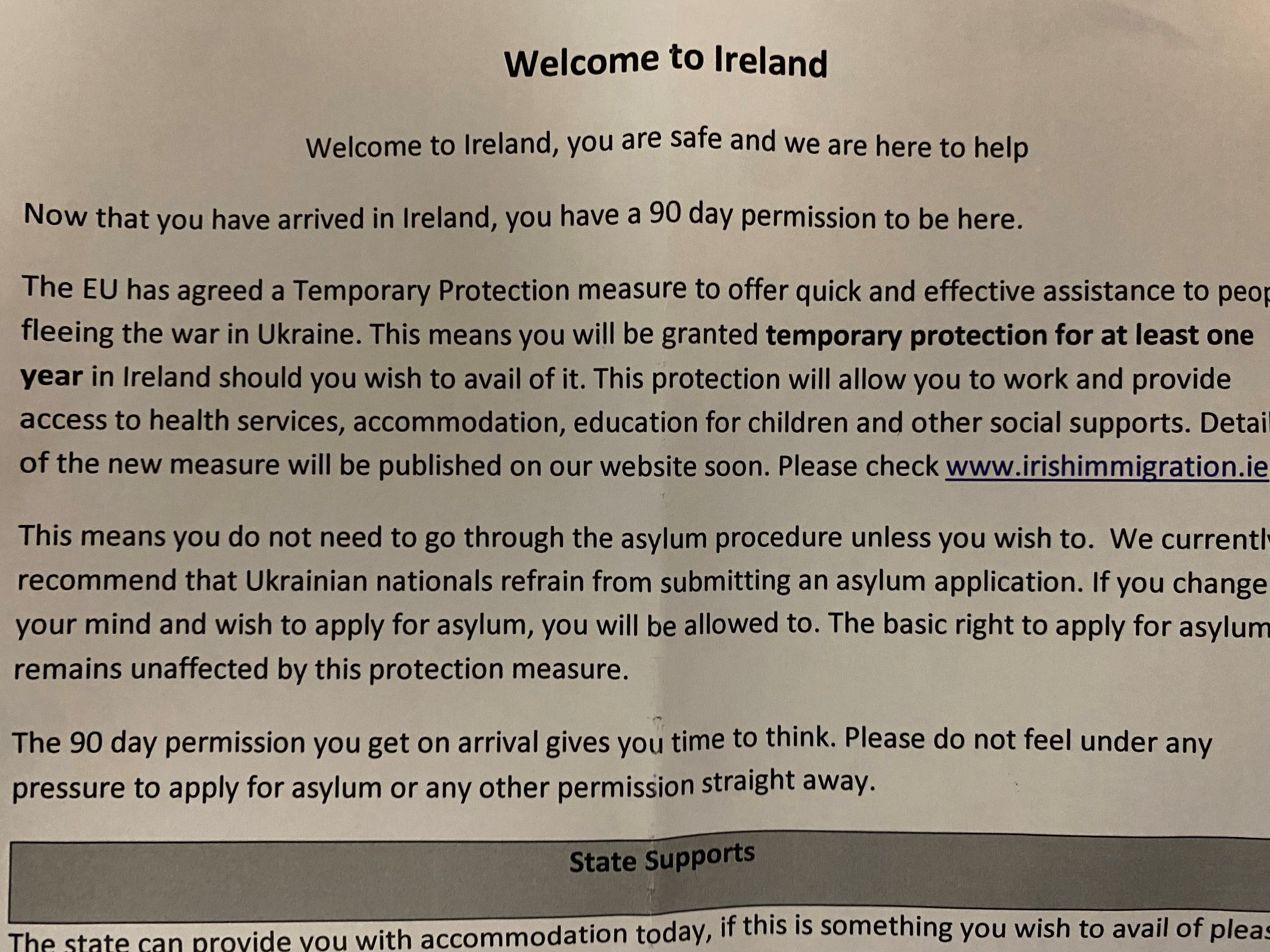 The document handed to Viktor in Dublin 