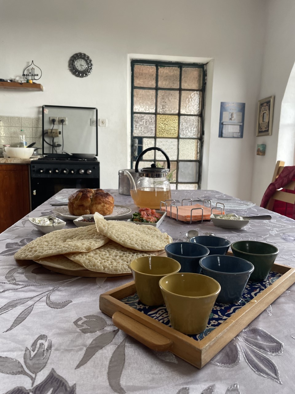 Freshly made breads at the home of Efrat Giat in Ein Kerem, a village west of Jerusalem, (Jemma Crew/PA)