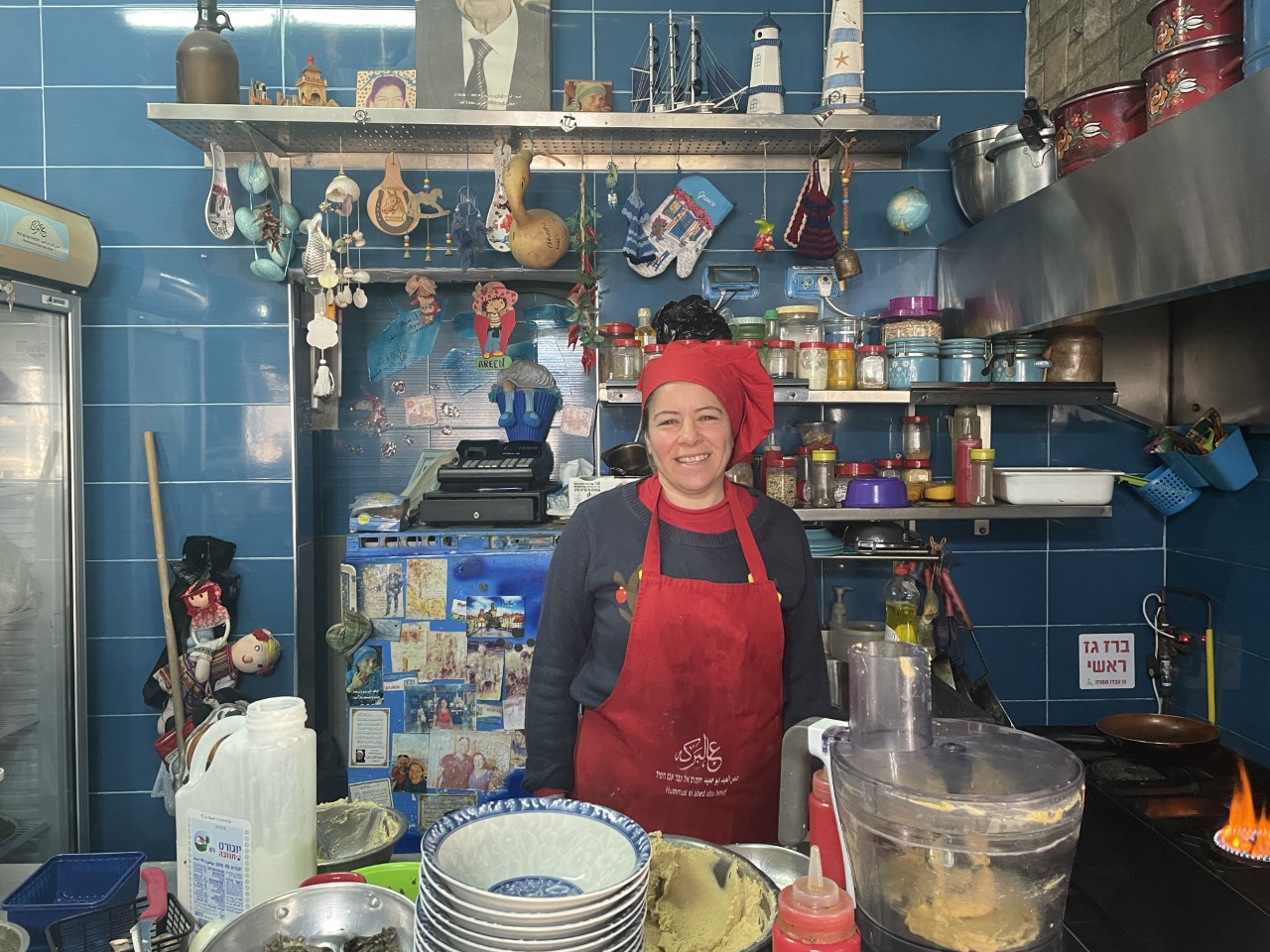 Chef and owner Areen at her seafront Akko restaurant, Hummus El Abed Abu Hmid (Jemma Crew/PA)
