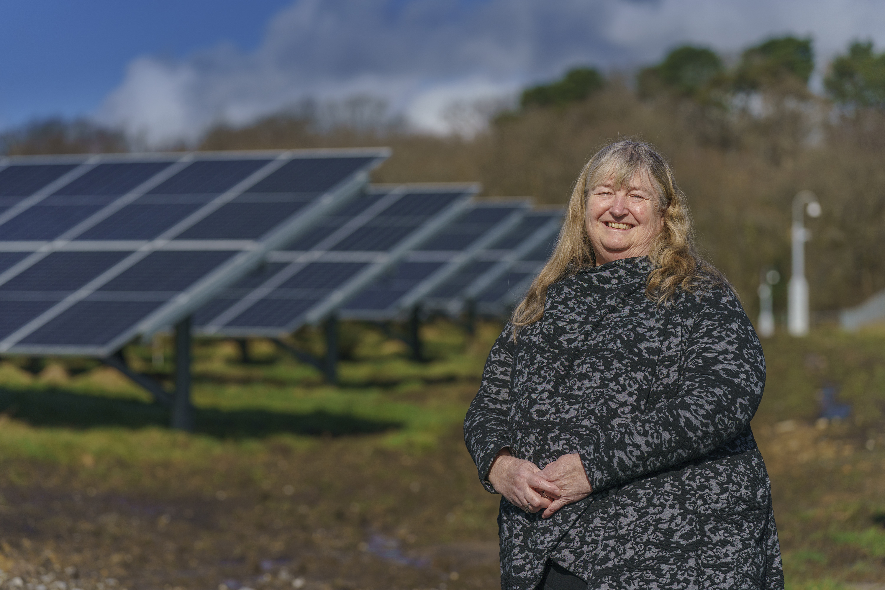 Julie James, the Welsh Government's Climate Change Minister, visited the site at Brynwhillach Farm (Welsh Government/PA)