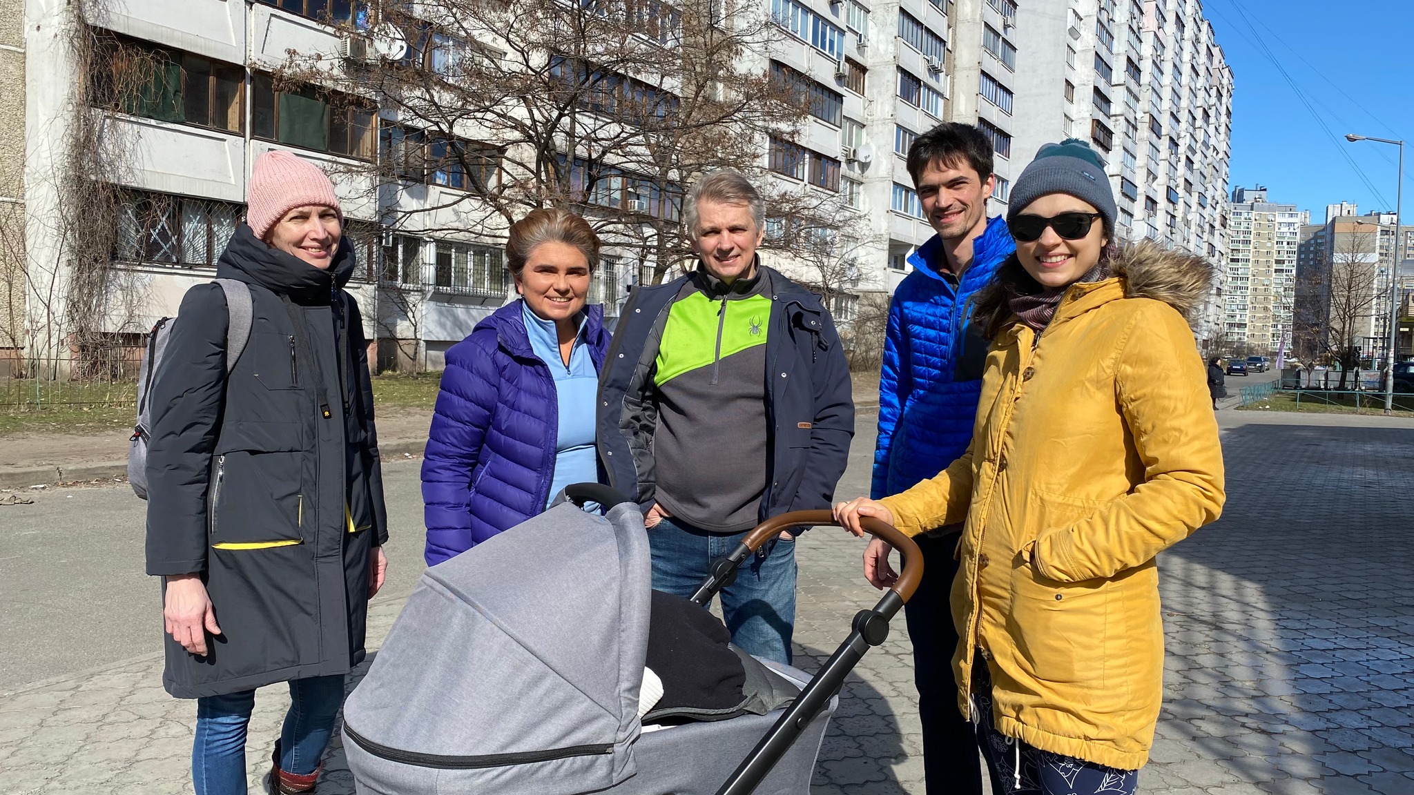 Maia Mikhaluk (second from left) with her husband (centre) son-in-law Nikita and daughter Sasha