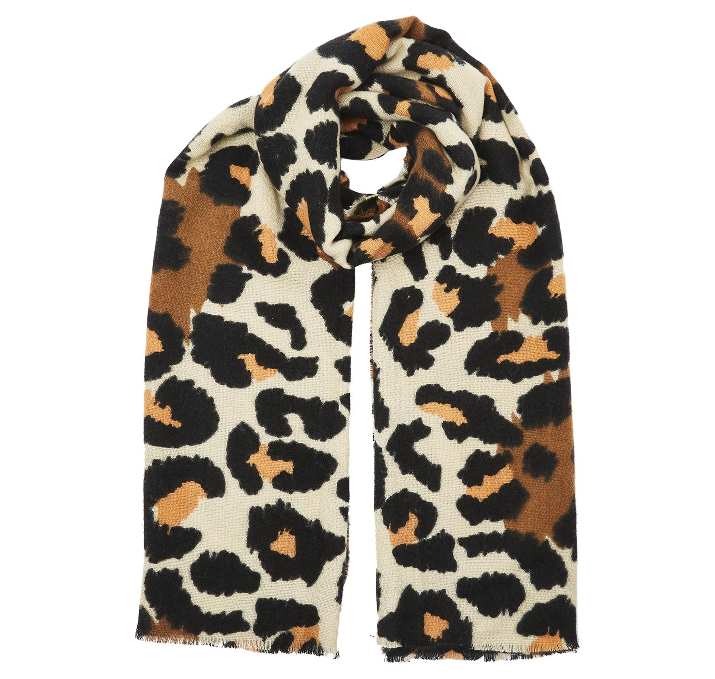 Oliver Bonas Animal Spot Natural Brown Scarf