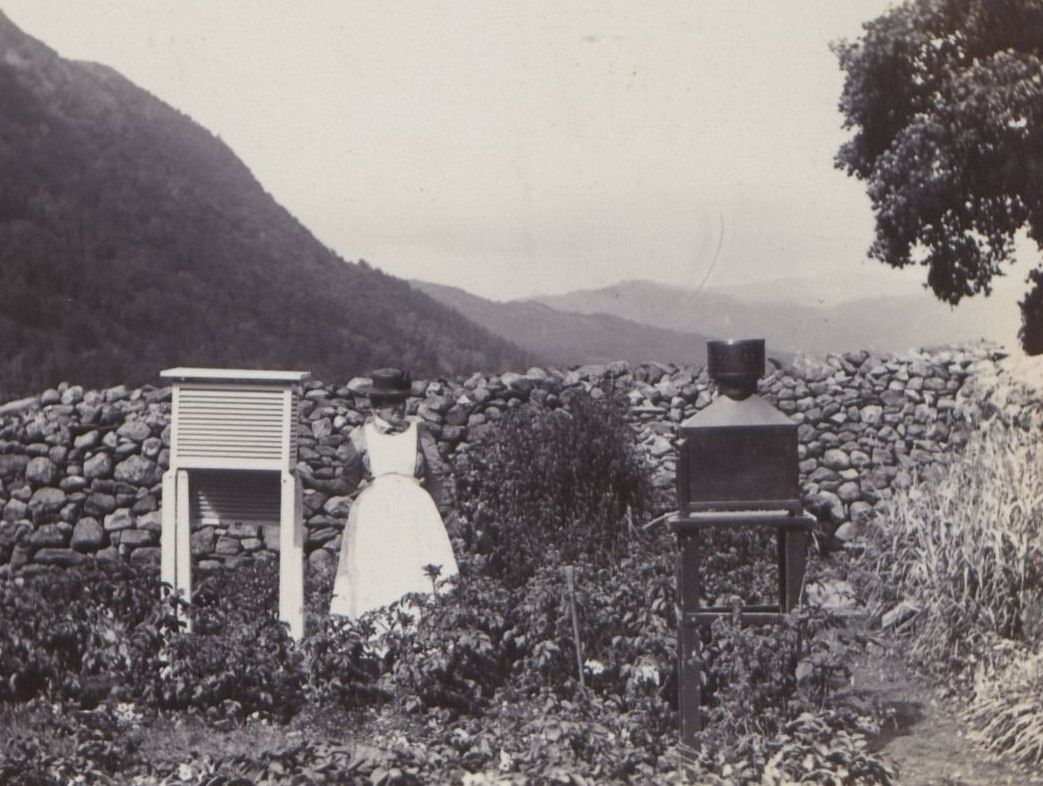 Observation being taken at a rain gauge in Seathwaite on 14 July 1899 