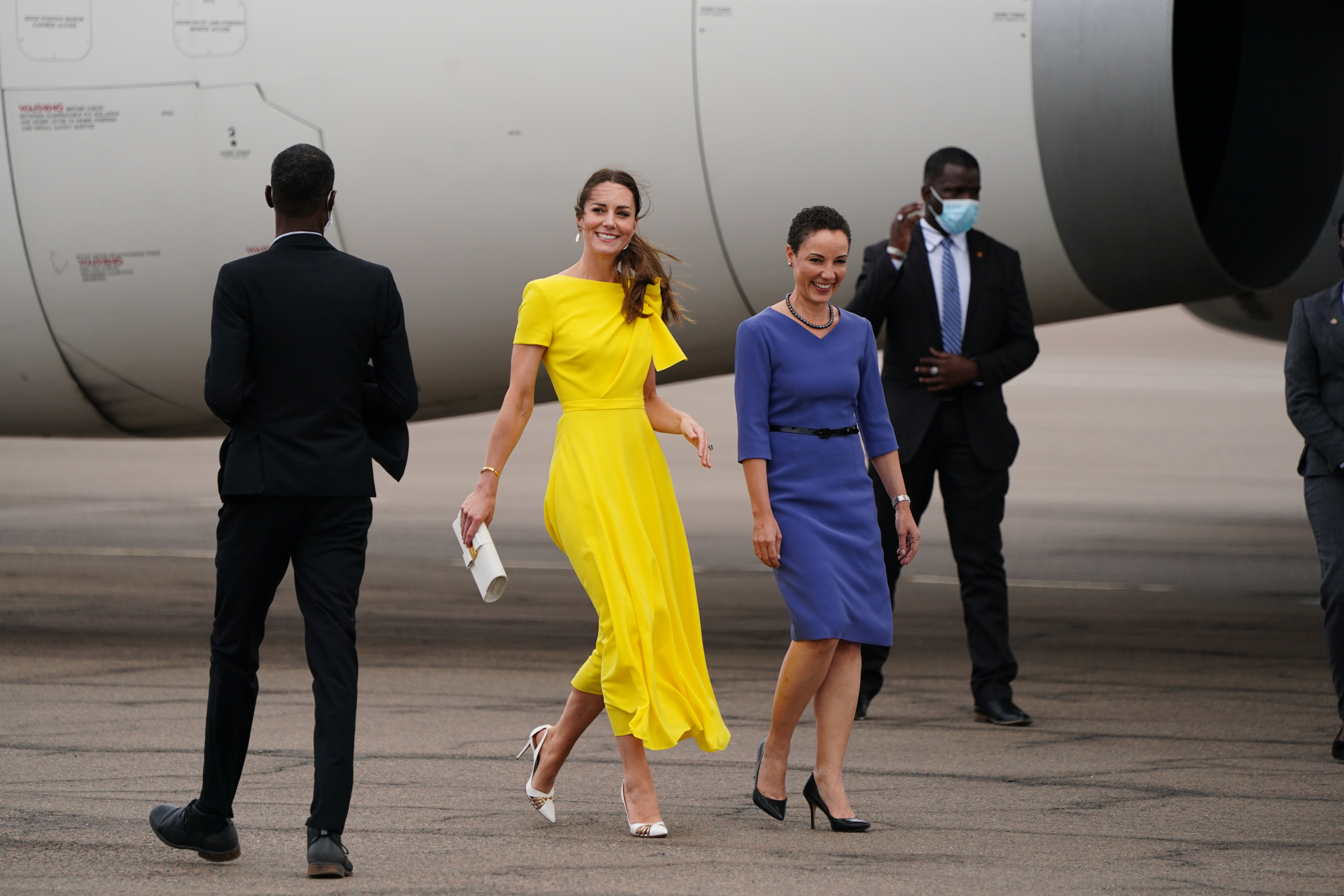 The Duchess of Cambridge arrives at Norman Manley International Airport in Kingston, Jamaica