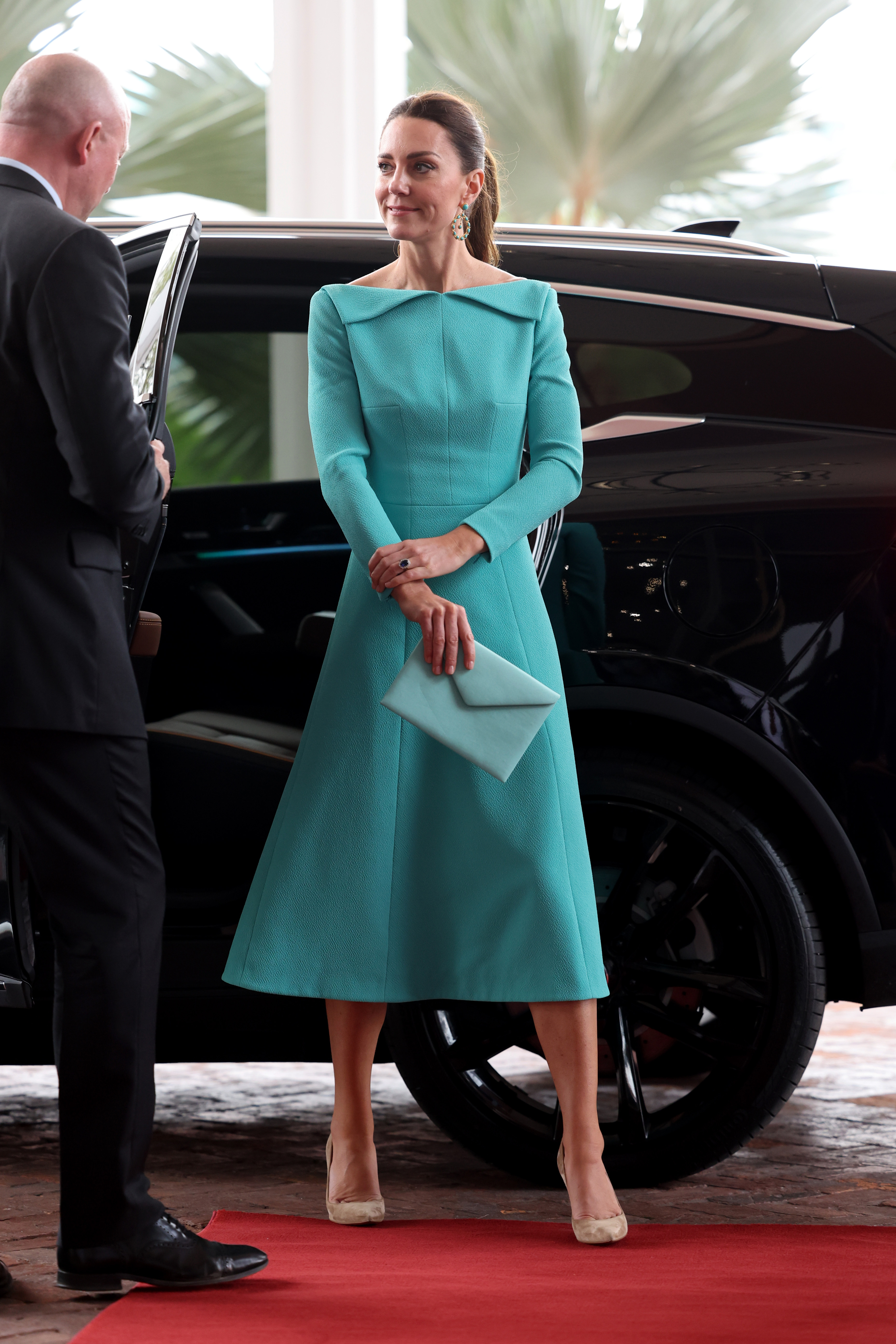 The Duchess of Cambridge arrives for a private meeting with the Prime Minister of the Bahamas Philip Brave Davis